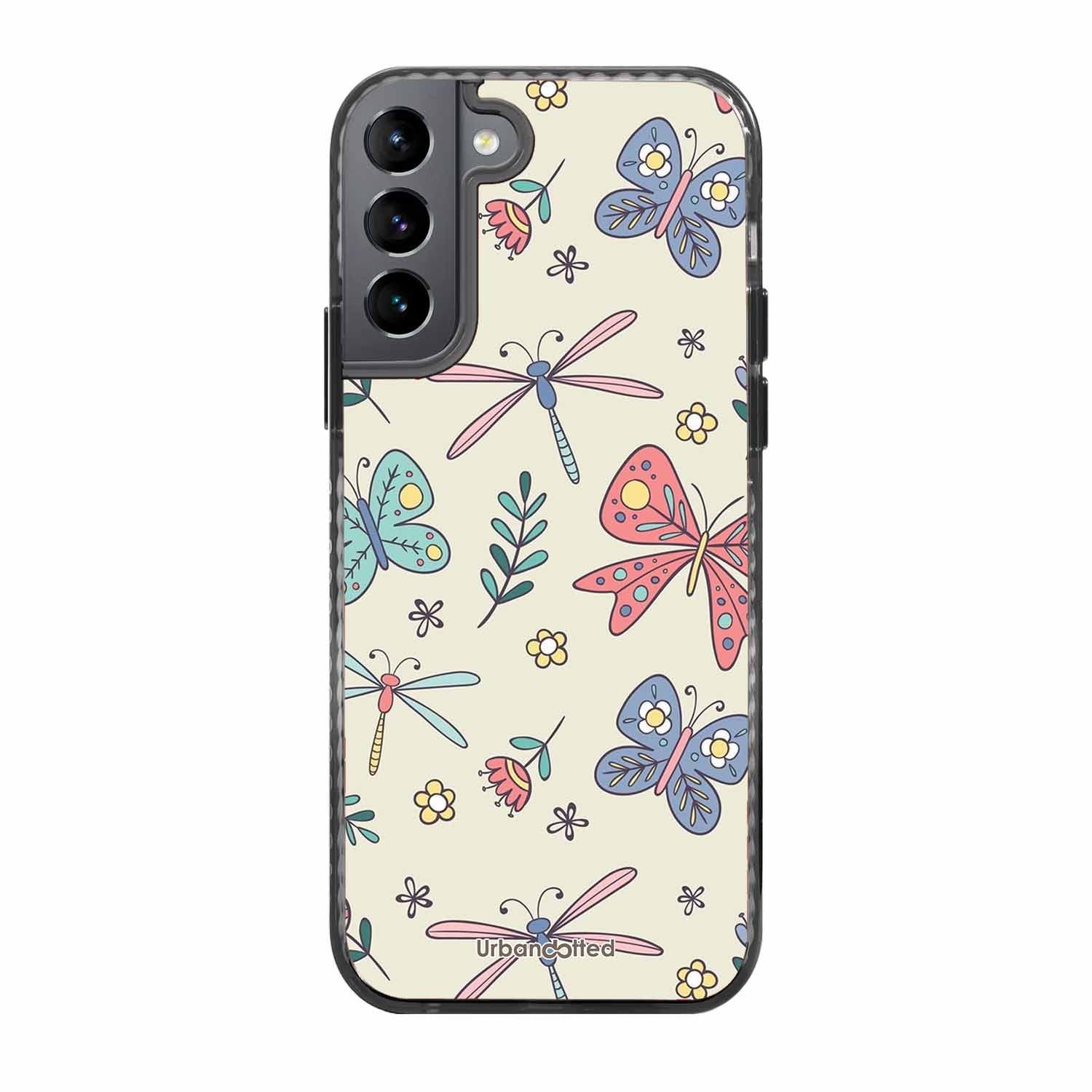 Butterfly and Dragonfly Garden Glass Case For Samsung S22 5G