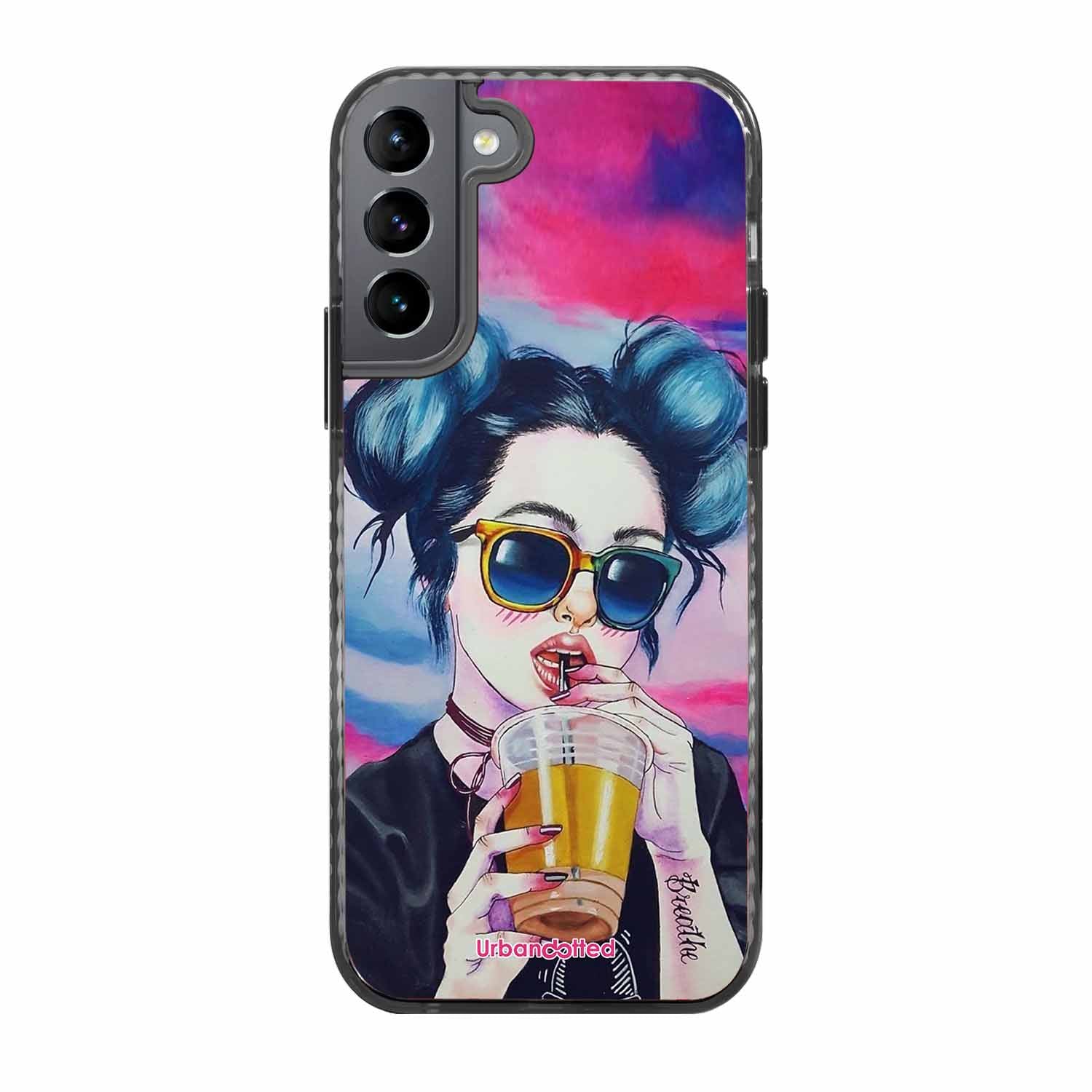 "Breathe" Tattoo Girl Glass Case For Samsung S22 5G