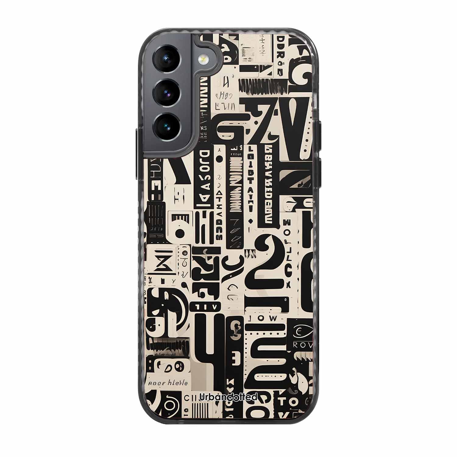 Abstract Typography Collage Glass Case For Samsung S22 5G