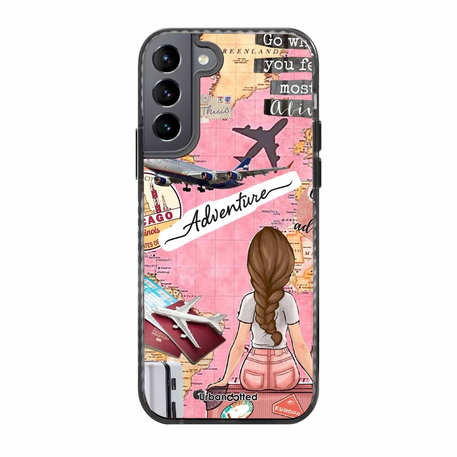 Travel Adventure Map Glass Case For Samsung S22 5G