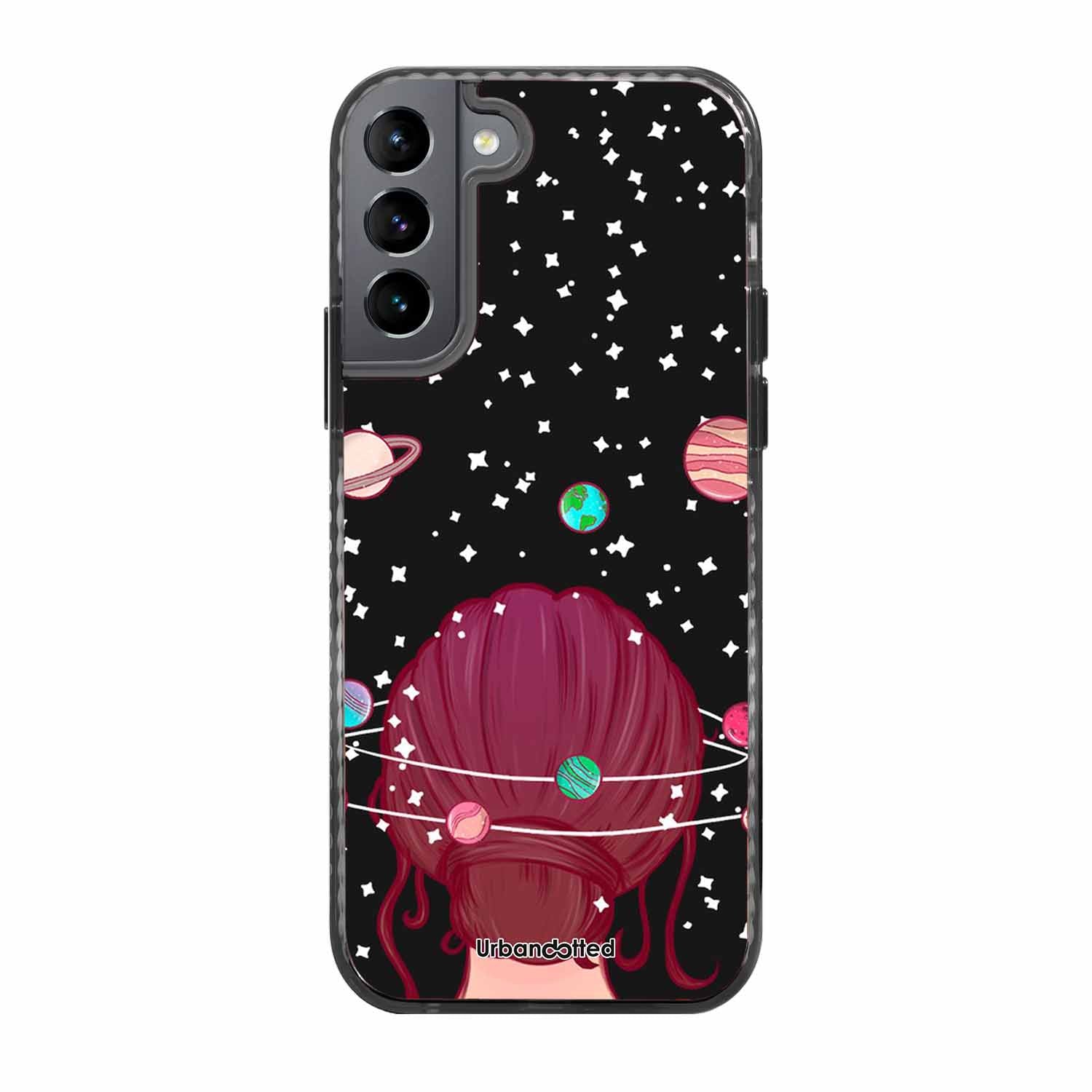 Galactic Hair Space Girl Glass Case For Samsung S22 5G