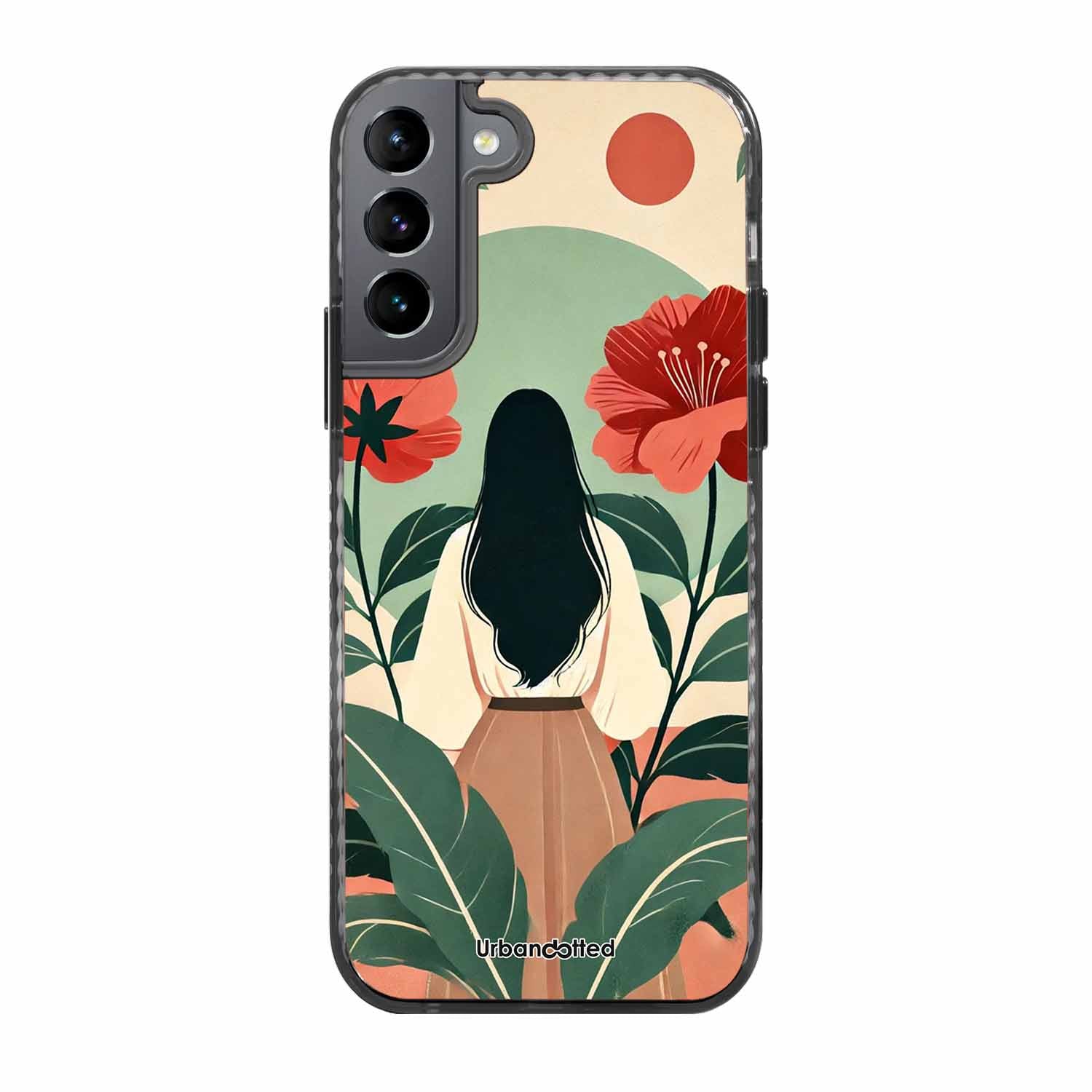 Woman in Floral Garden Glass Case For Samsung S22 5G