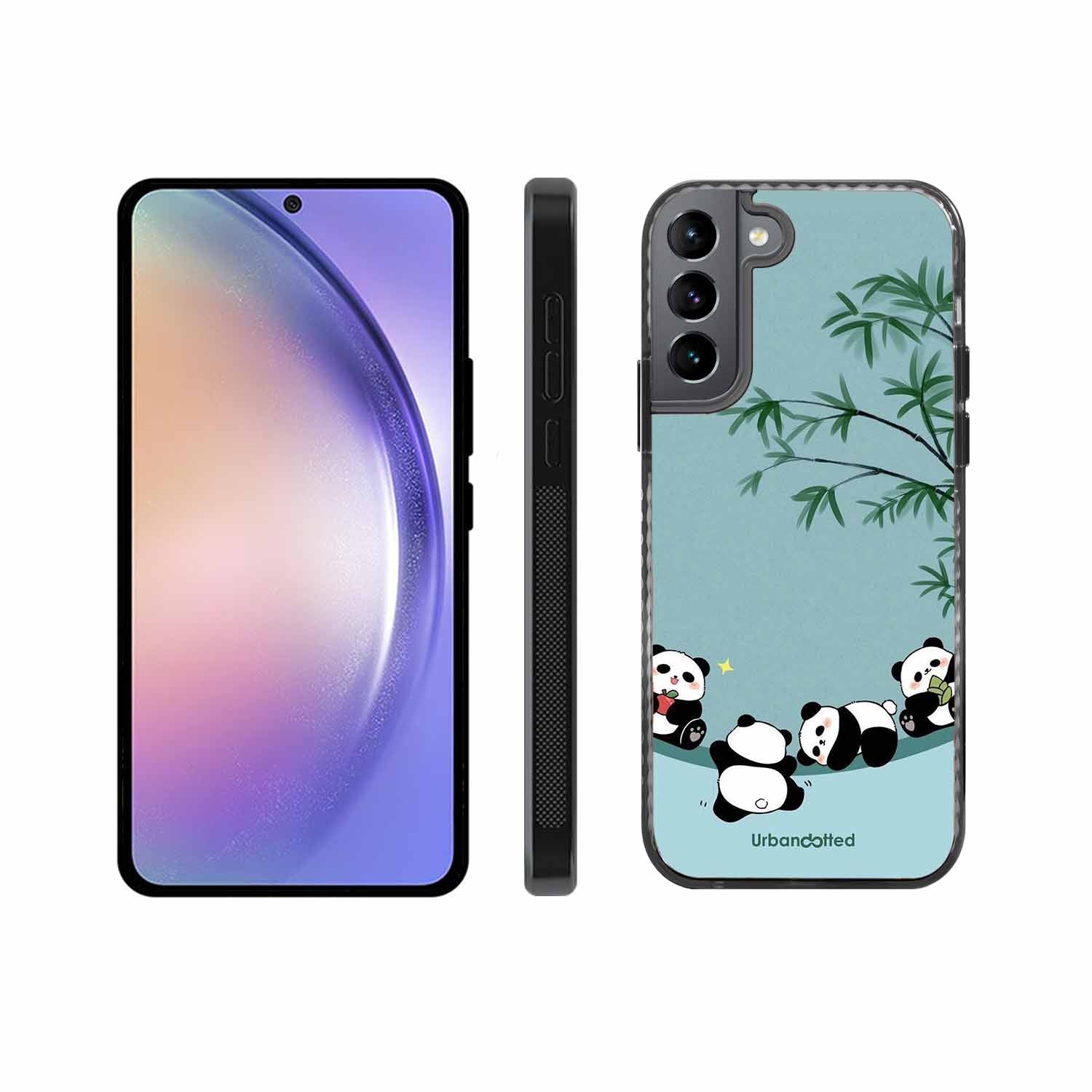 Cute Resting Pandas Glass Case For Samsung S22 Plus 5G