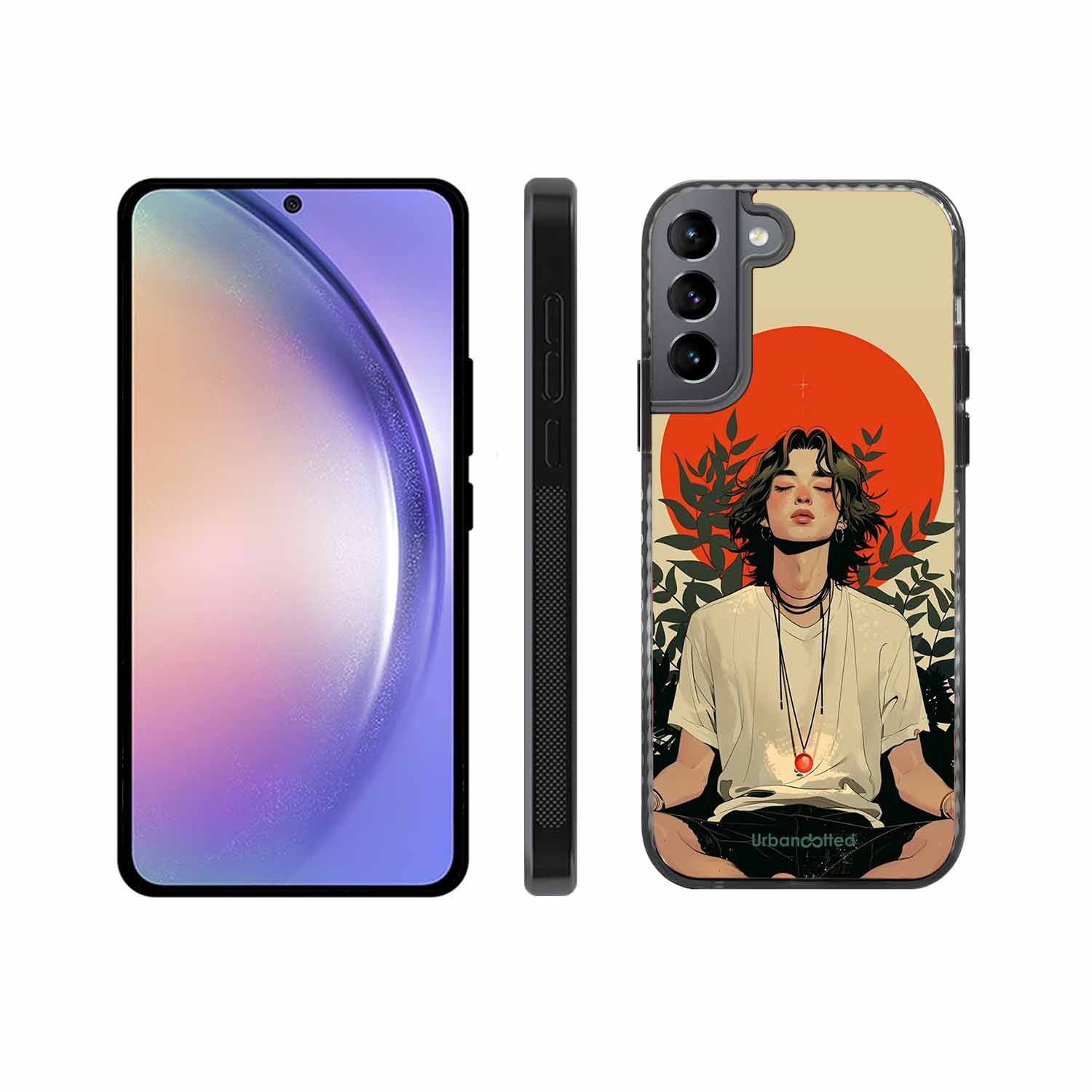 Meditating Figure Glass Case For Samsung S22 Plus 5G