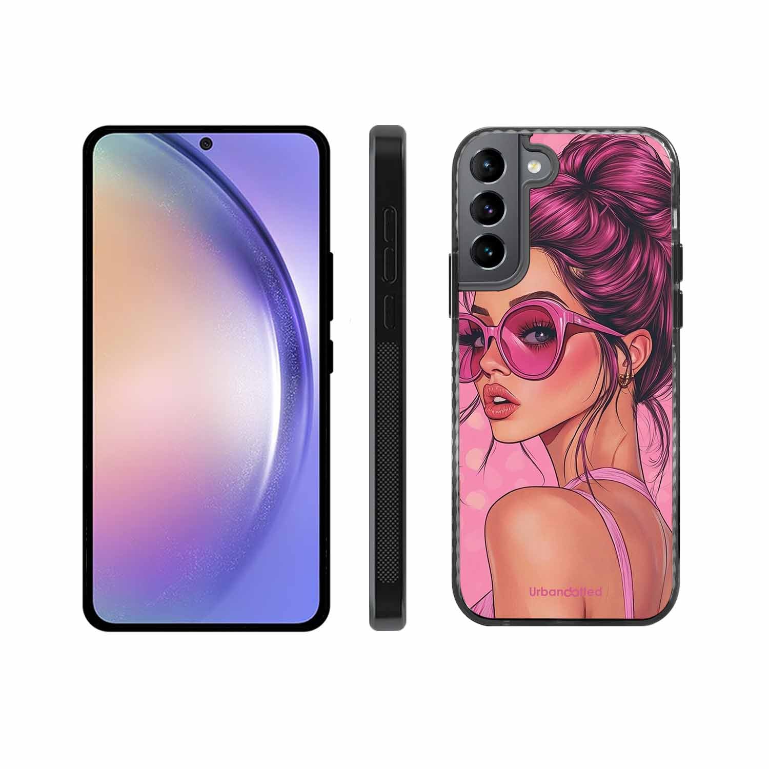 Retro Sunglasses Girl Glass Case For Samsung S22 Plus 5G