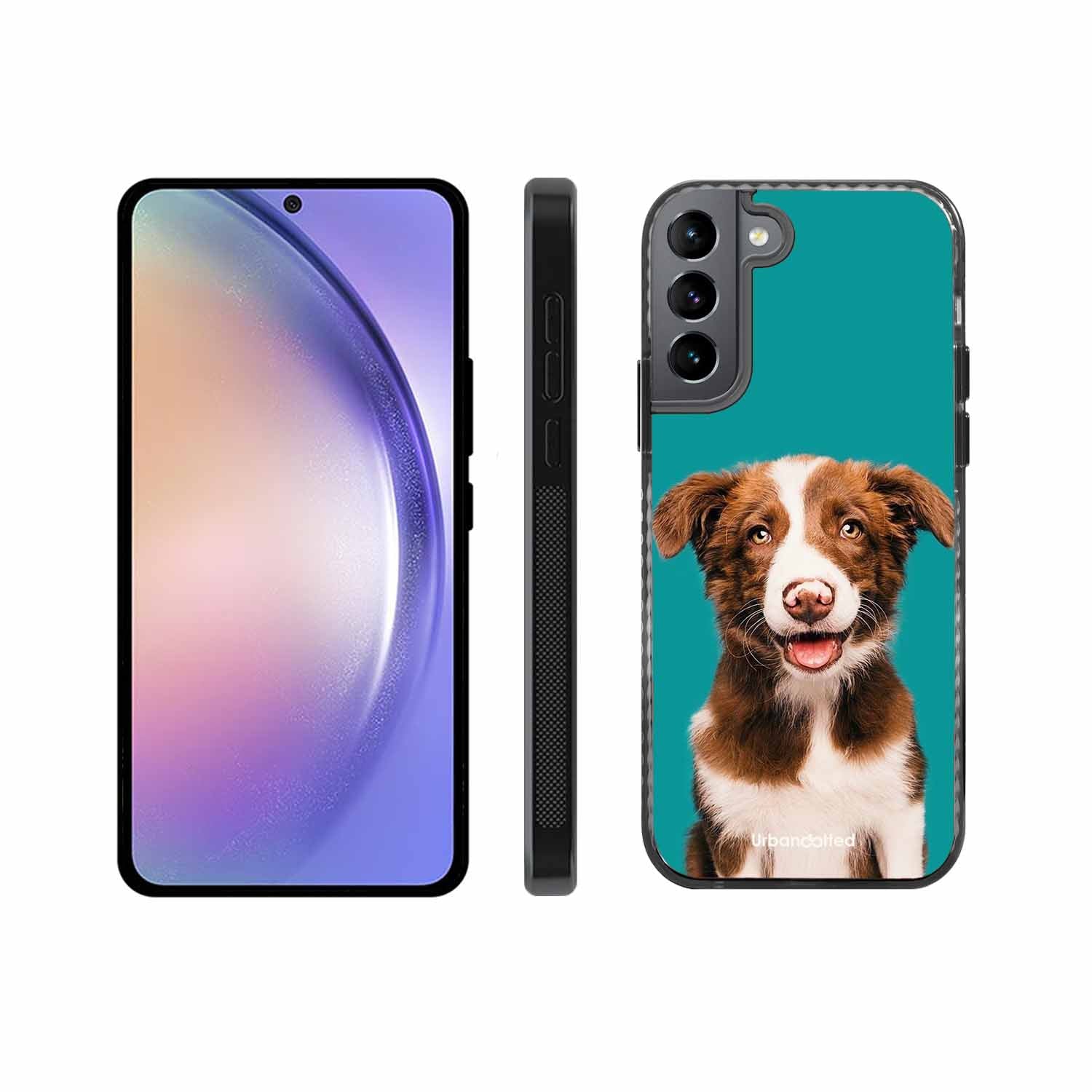 Smiling Dog Portrait Glass Case For Samsung S22 Plus 5G