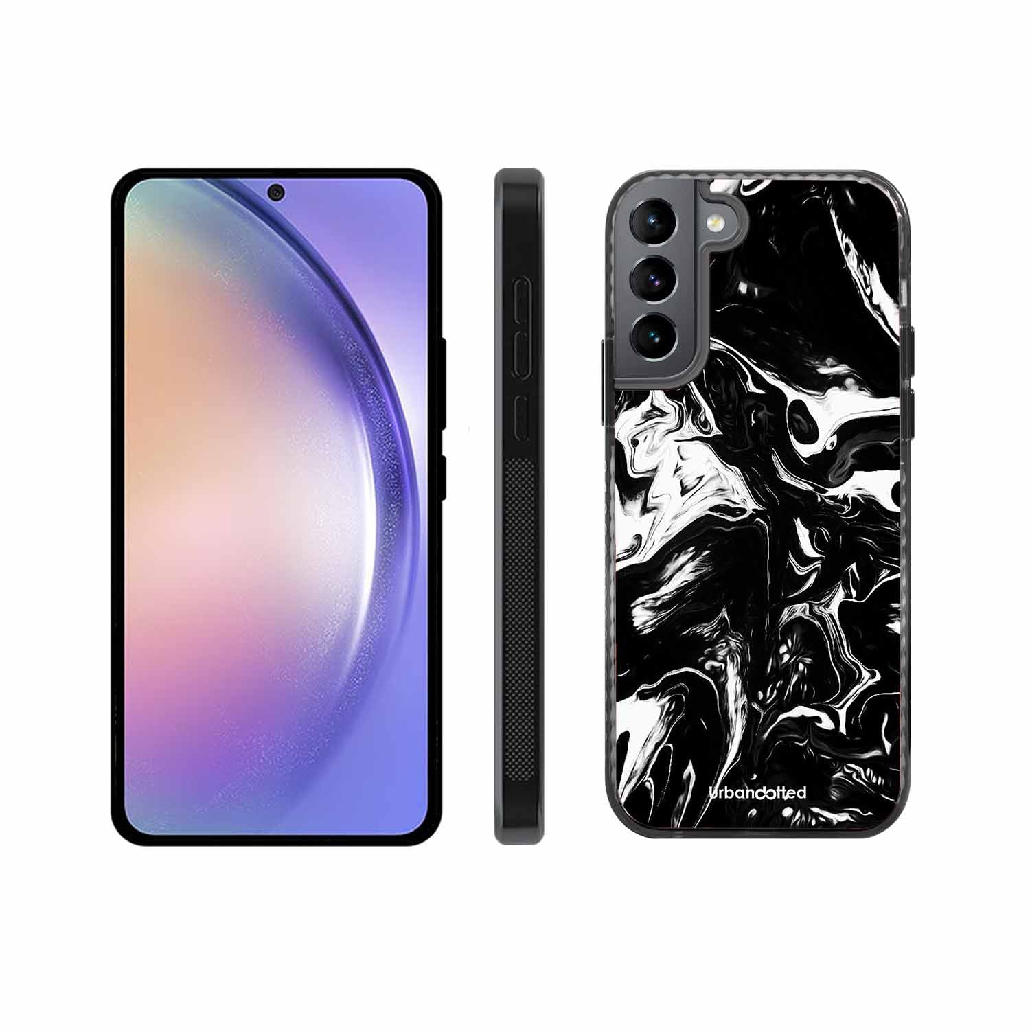 Dark Marble Texture Glass Case For Samsung S22 Plus 5G