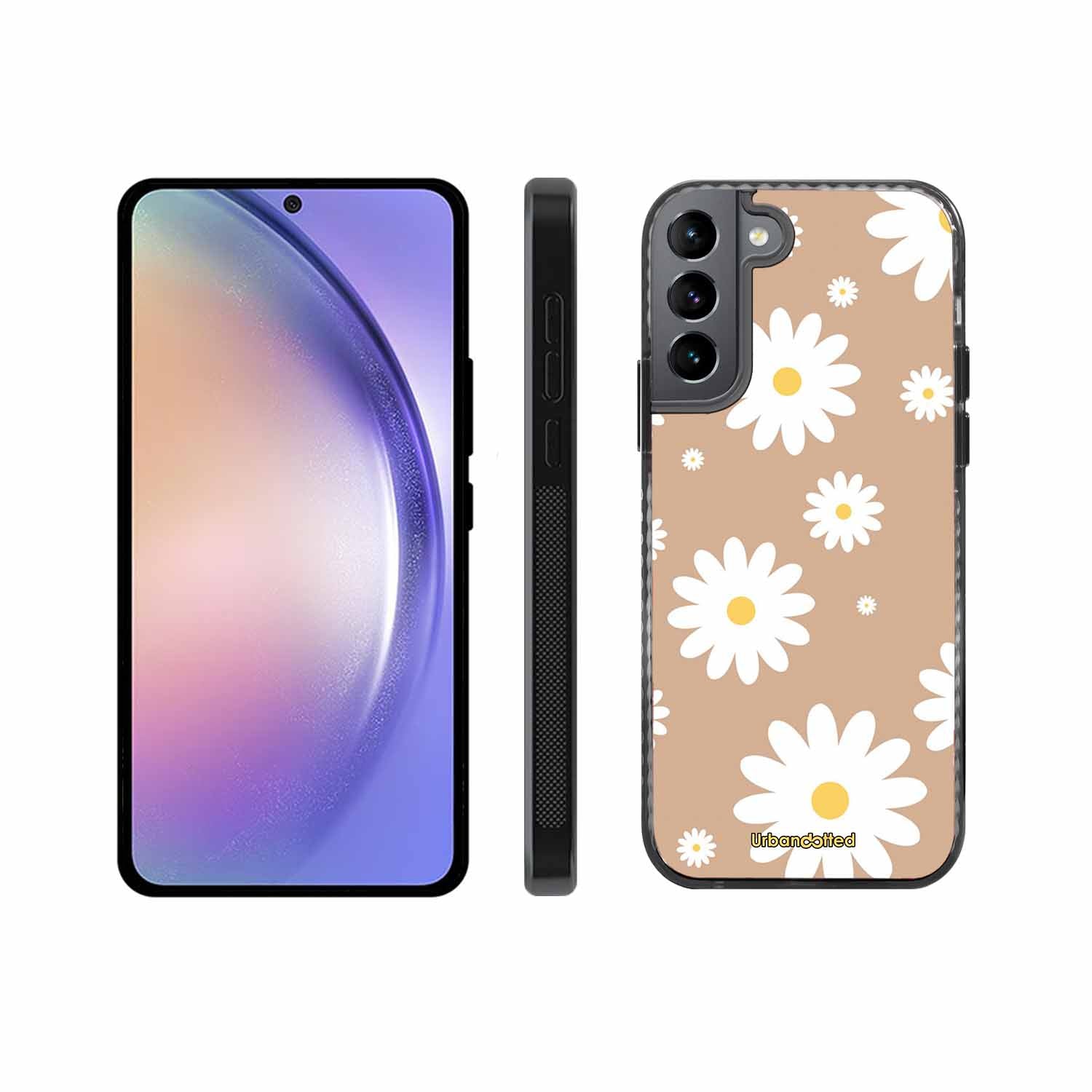 Tan Daisy Field Glass Case For Samsung S22 5G
