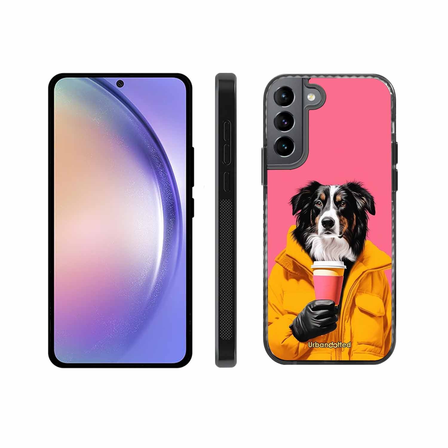 Trendy Dog with Drink Glass Case For Samsung S22 5G