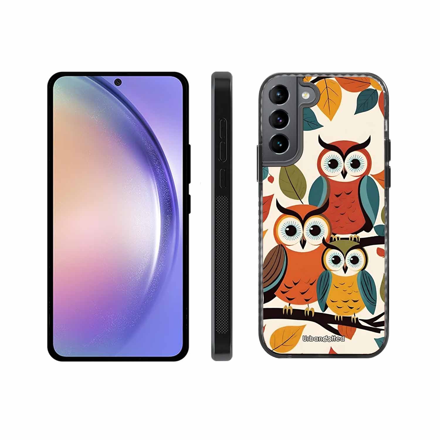 Retro Owl Family Glass Case For Samsung S22 5G