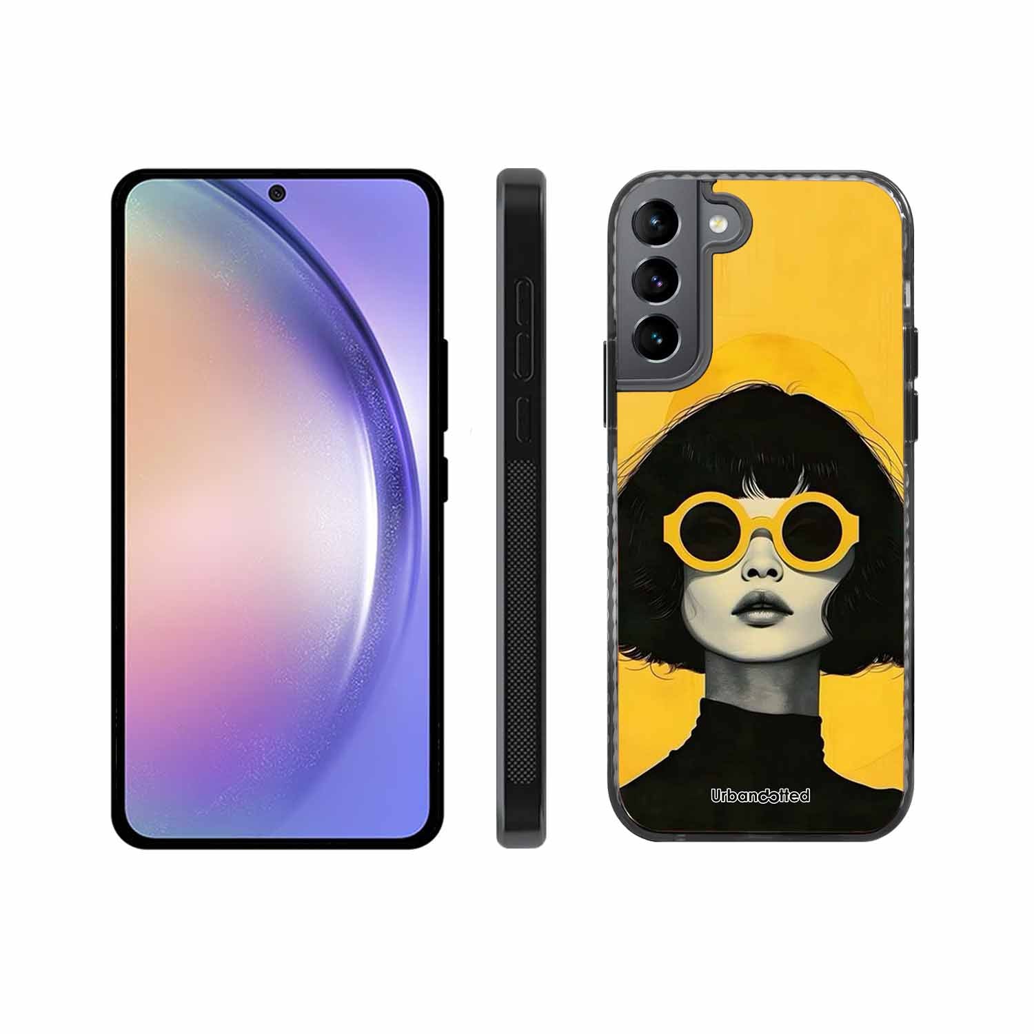 Retro Sunglasses Portrait Glass Case For Samsung S22 5G