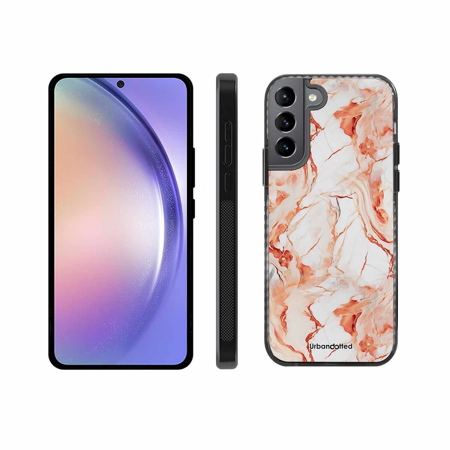 Elegant Rose Gold Veins Glass Case For Samsung S22 5G