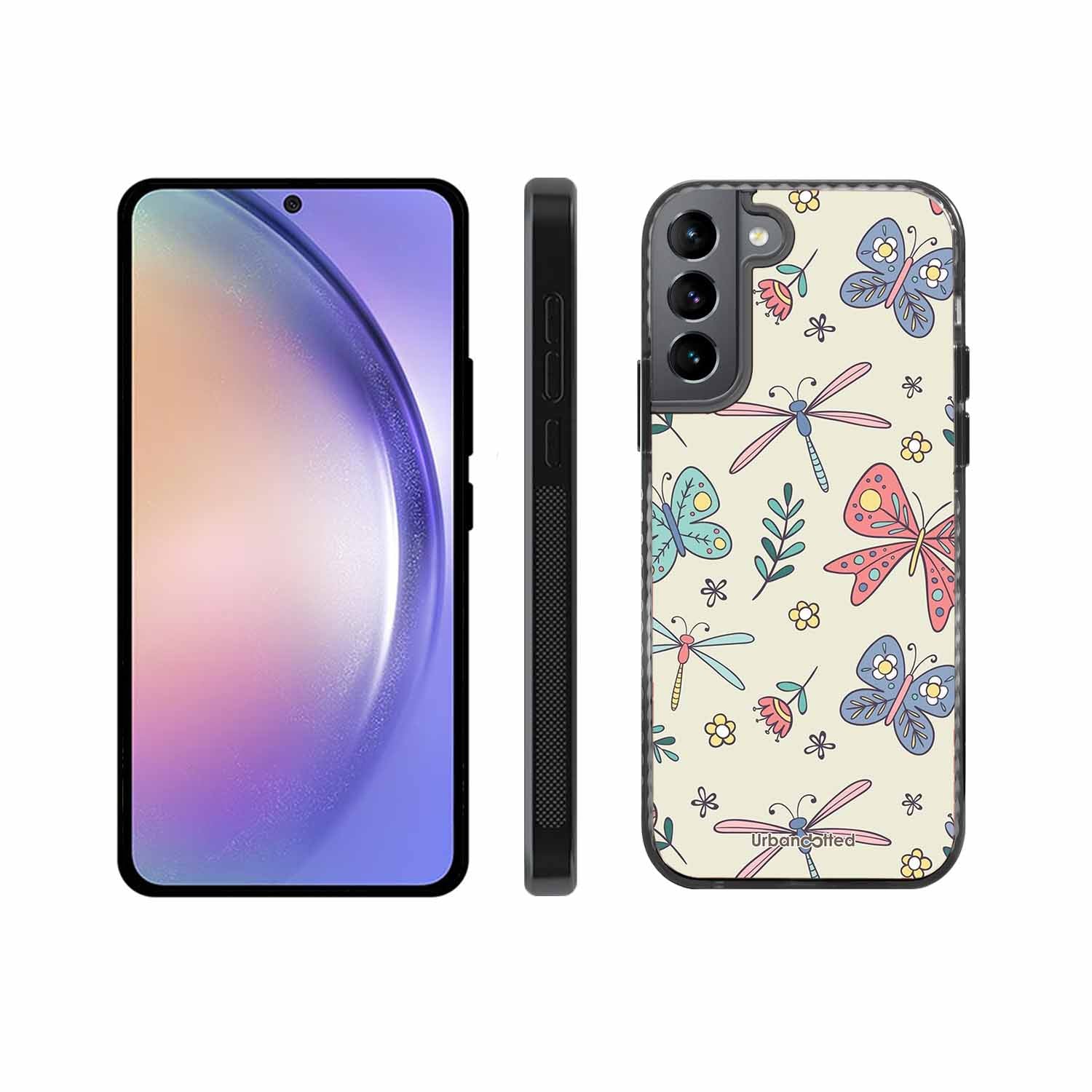 Butterfly and Dragonfly Garden Glass Case For Samsung S22 5G