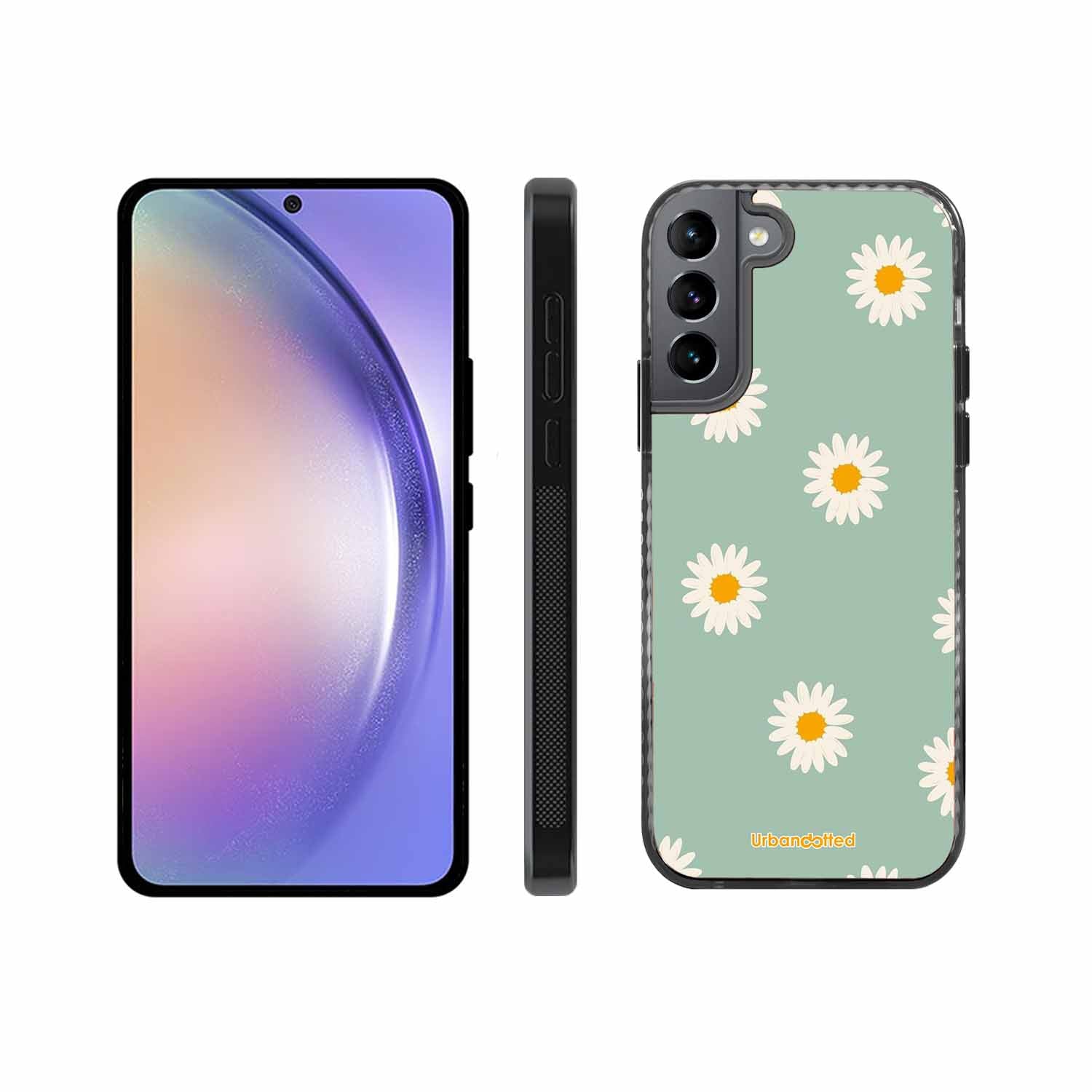 Scattered White Daisies Glass Case For Samsung S22 5G