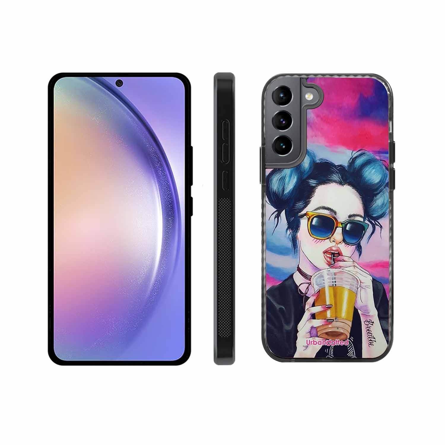"Breathe" Tattoo Girl Glass Case For Samsung S22 5G