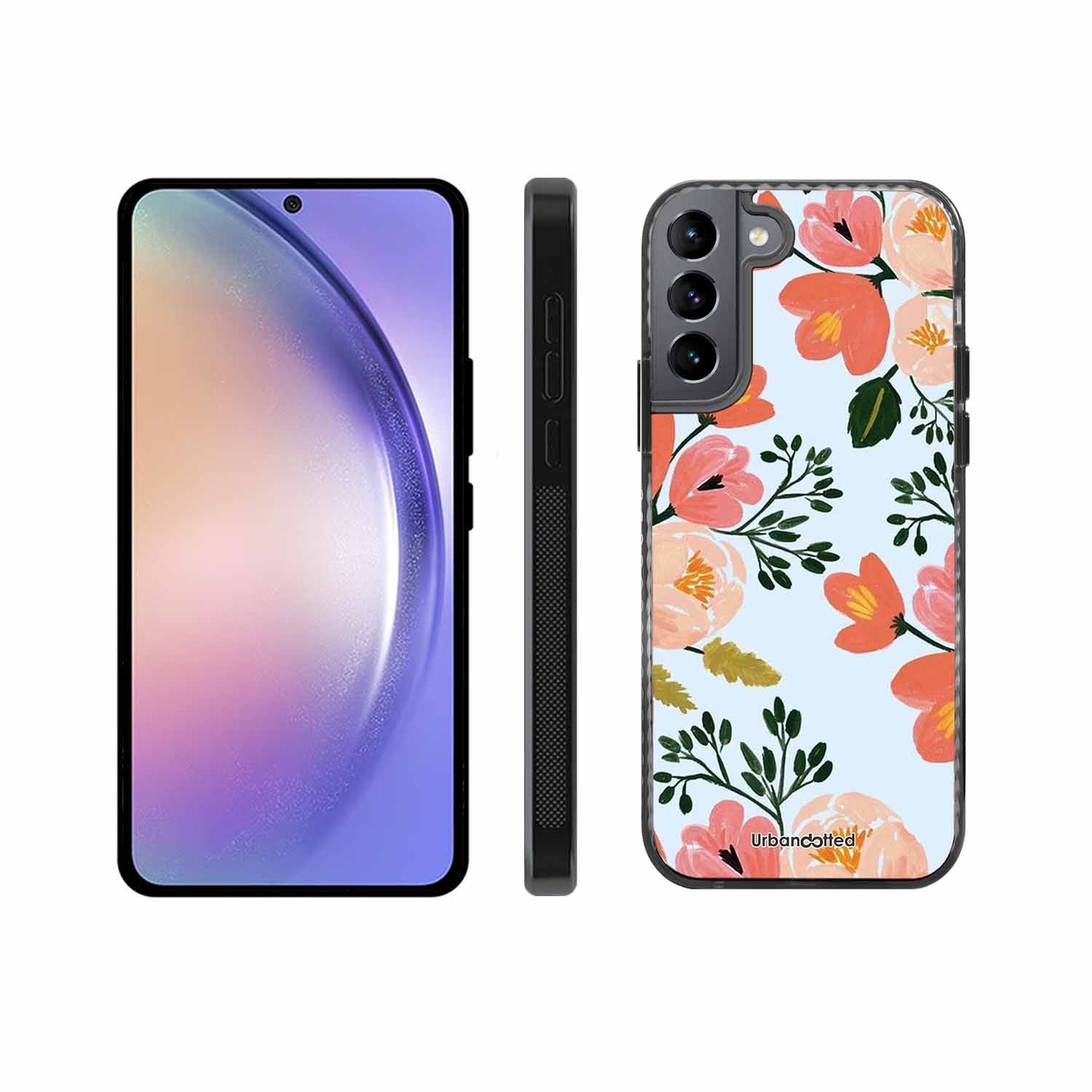 Painted Floral Bouque Glass Case For Samsung S22 5G
