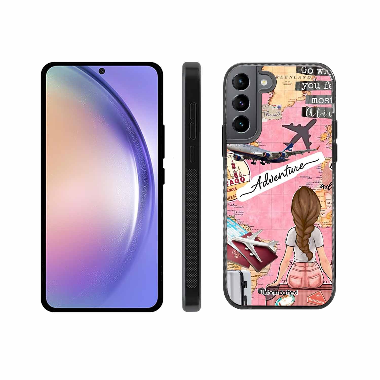 Travel Adventure Map Glass Case For Samsung S22 5G