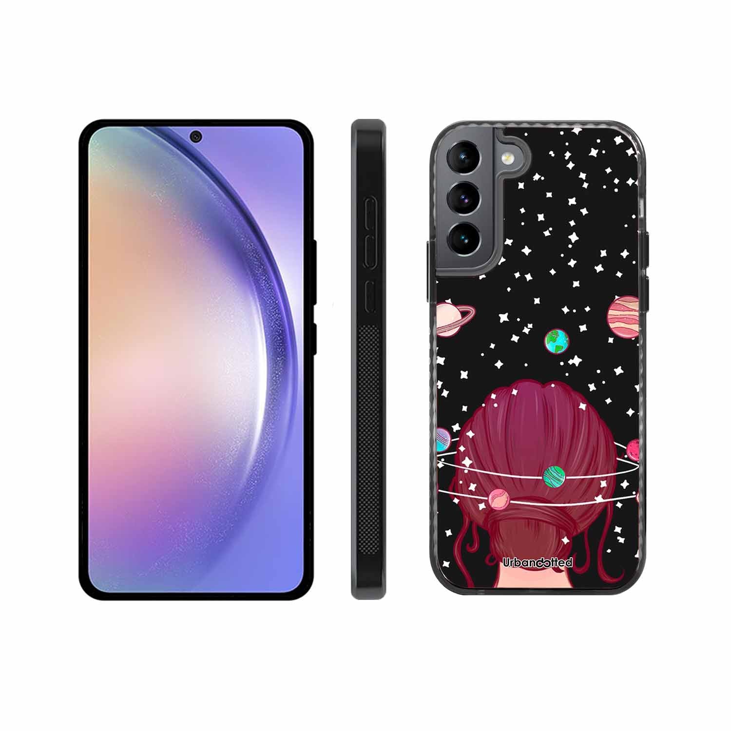 Galactic Hair Space Girl Glass Case For Samsung S22 5G