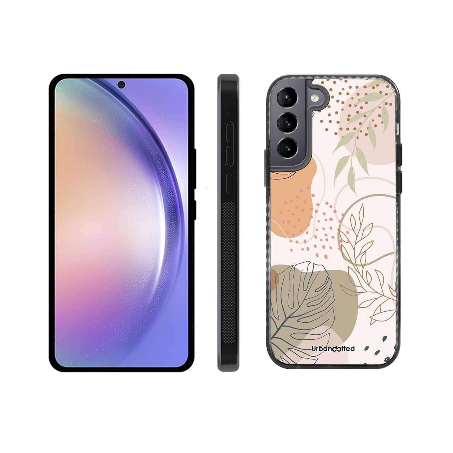 Minimalist Leaf Pattern Glass Case For Samsung S22 5G