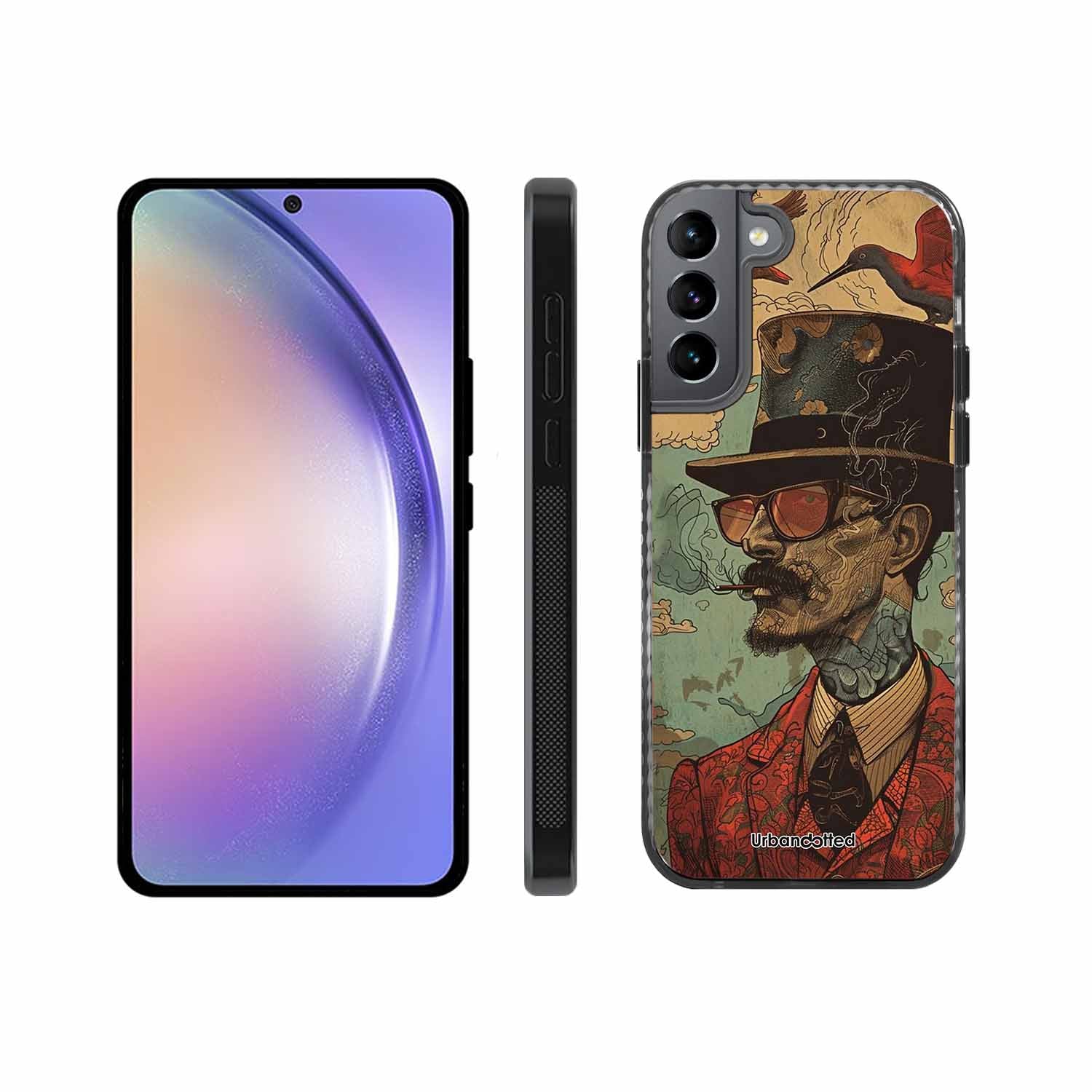 Steampunk Gentleman Smoker Glass Case For Samsung S22 5G