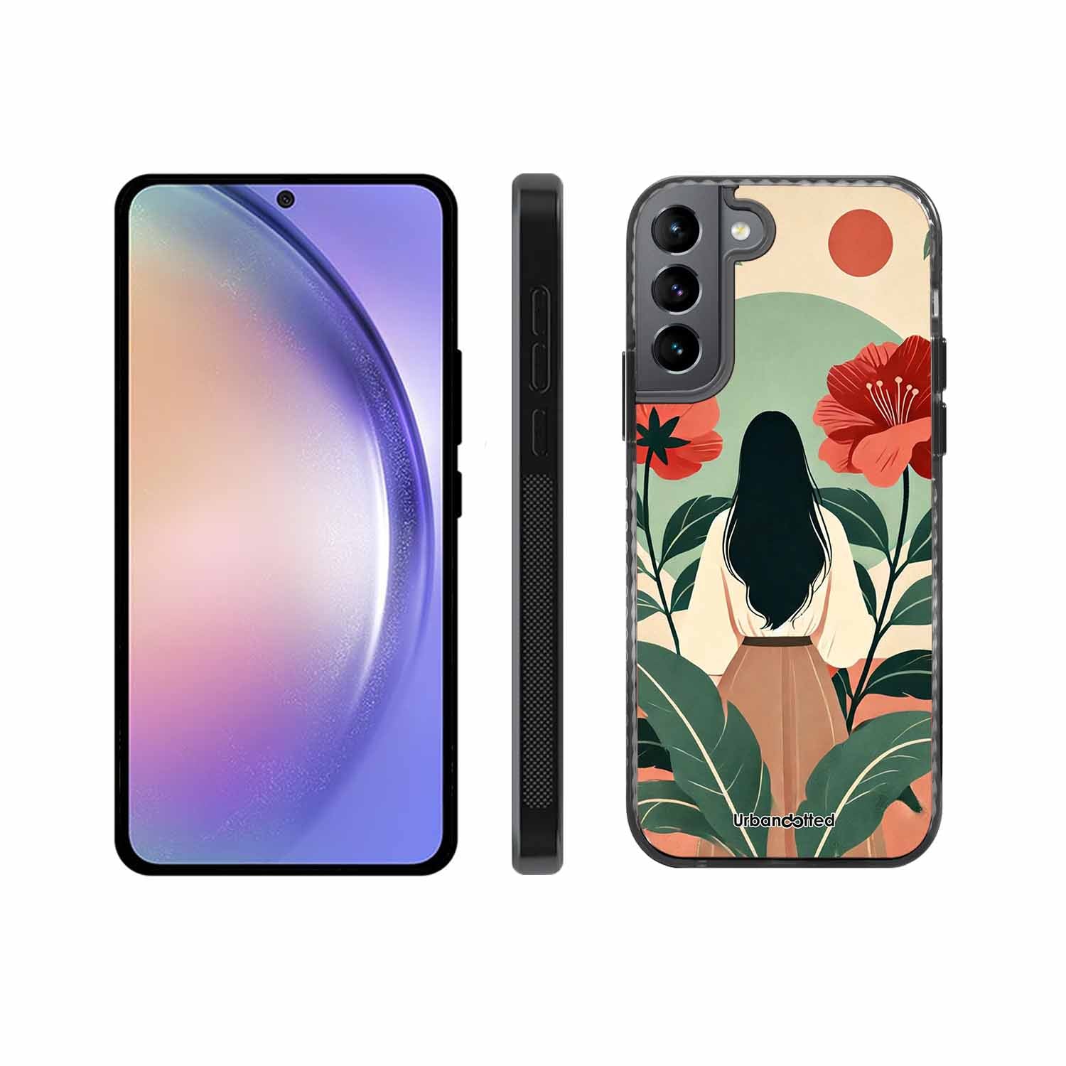 Woman in Floral Garden Glass Case For Samsung S22 5G