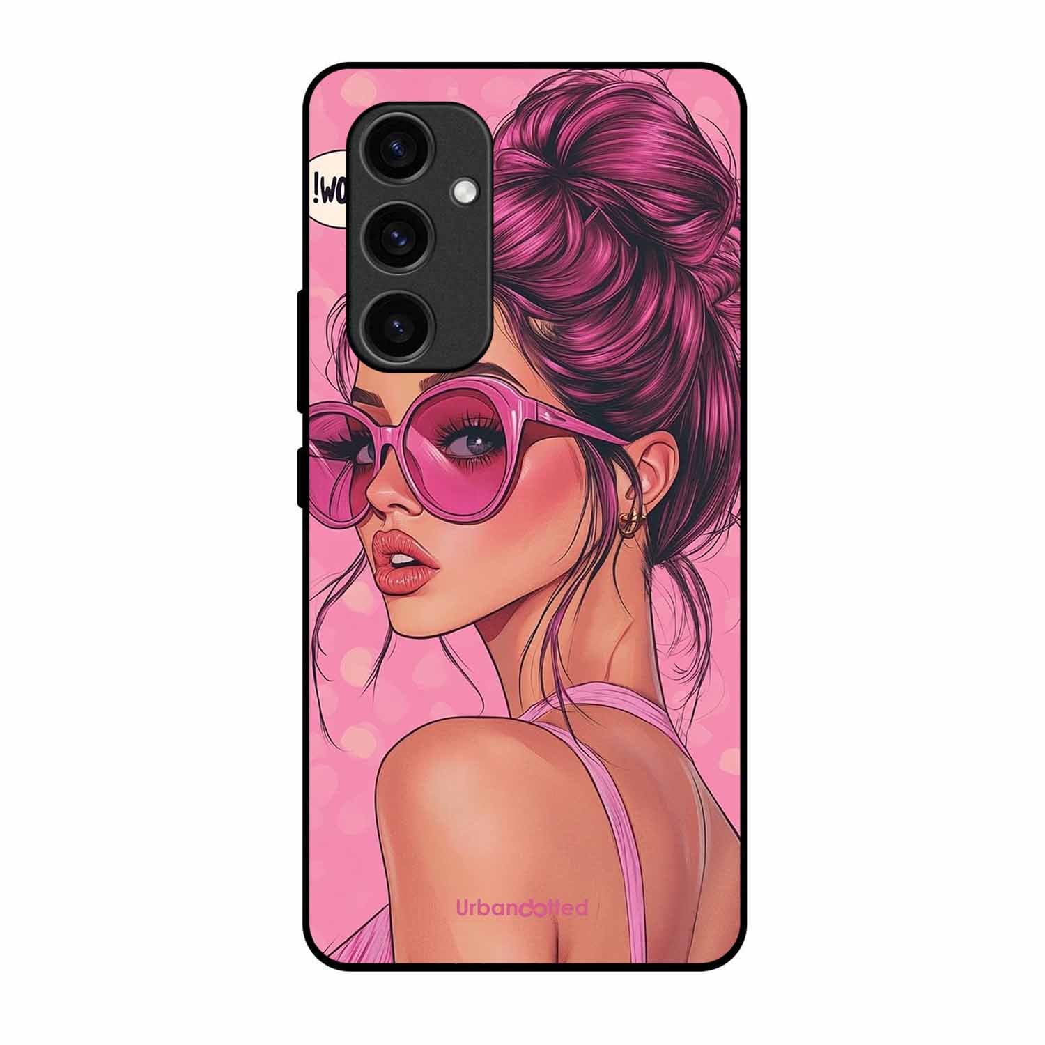 Retro Sunglasses Girl Glass Case For Samsung S24 Plus