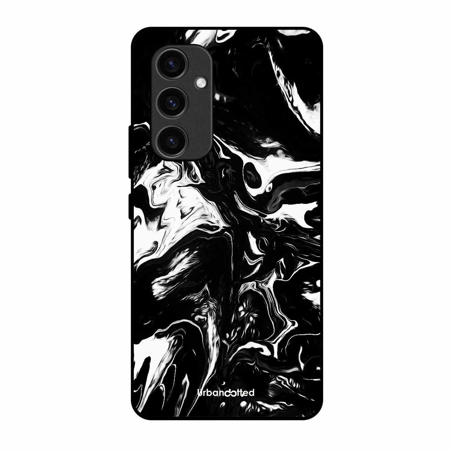 Dark Marble Texture Glass Case For Samsung S24 Plus