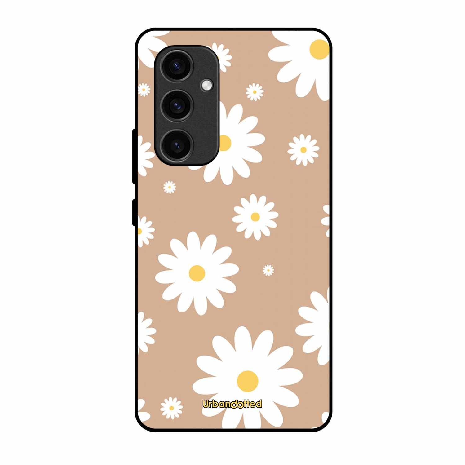 Tan Daisy Field Glass Case For Samsung S24 5G