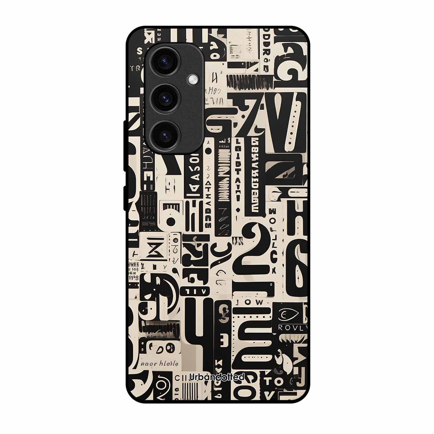 Abstract Typography Collage Glass Case For Samsung S23 FE