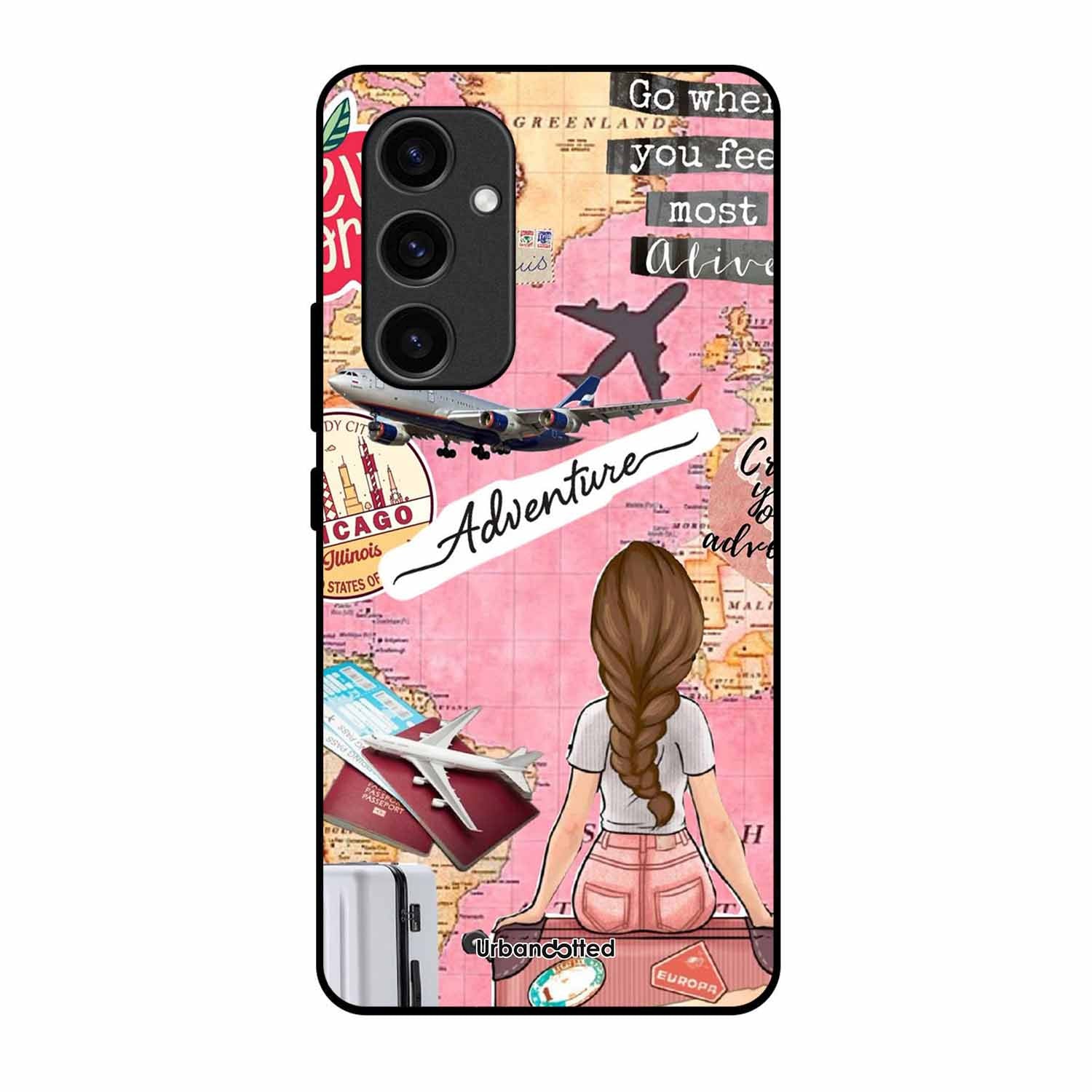 Travel Adventure Map Glass Case For Samsung S24 5G