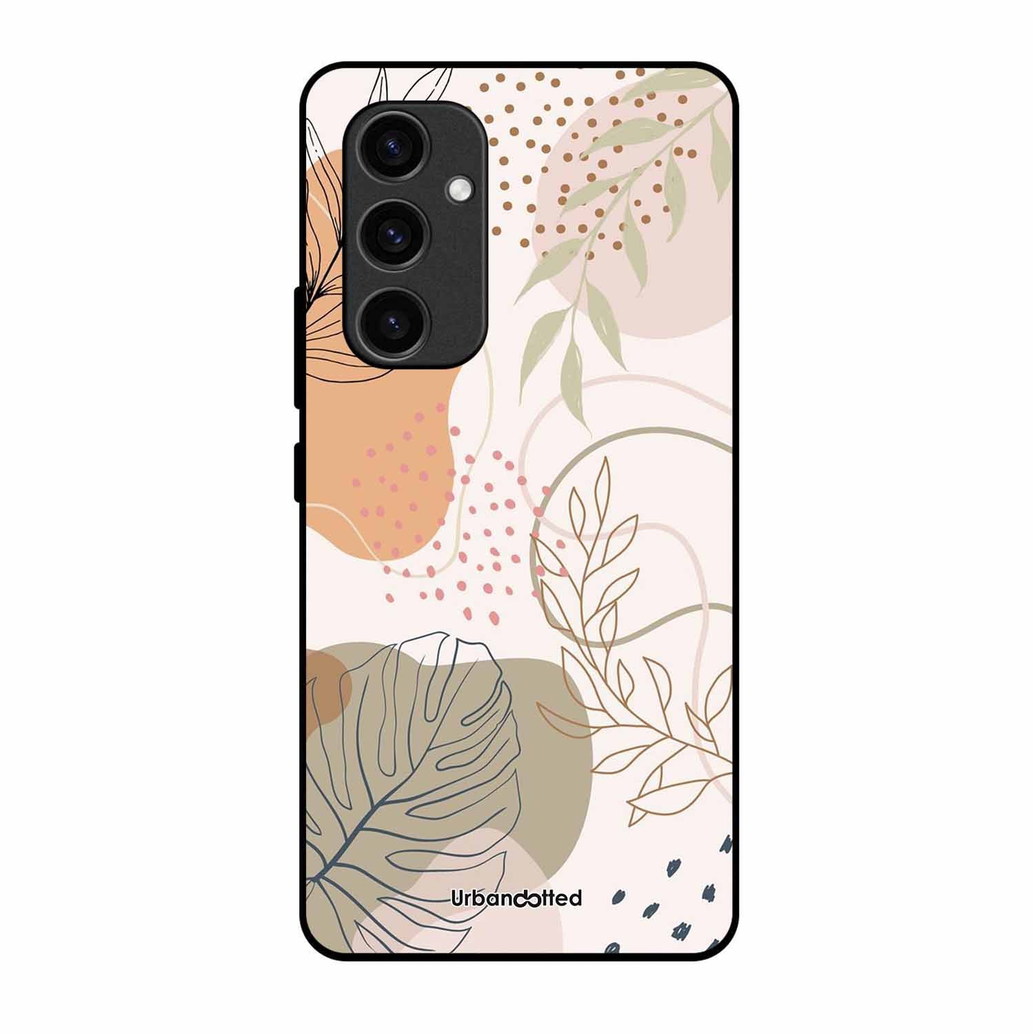 Minimalist Leaf Pattern Glass Case For Samsung S23 FE
