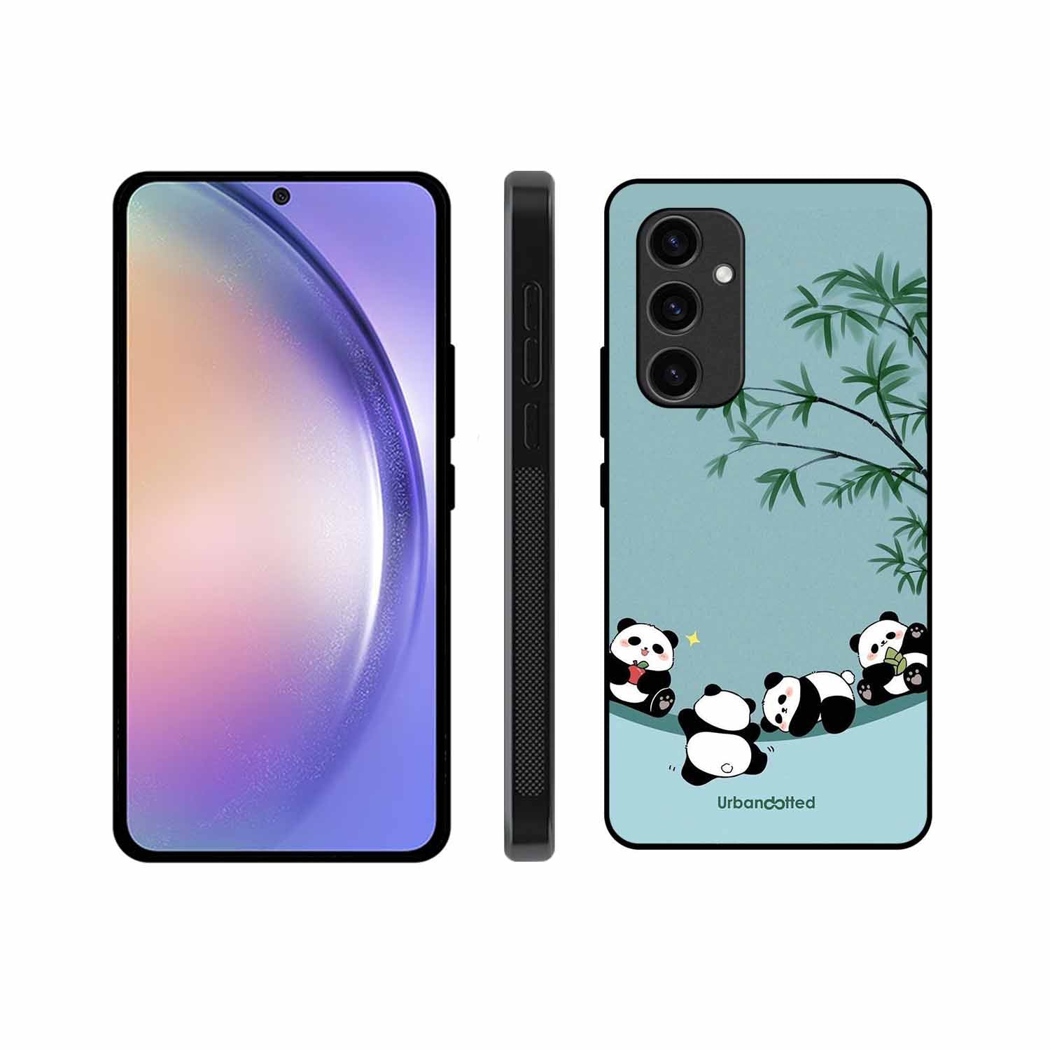 Cute Resting Pandas Glass Case For Samsung S24 Plus