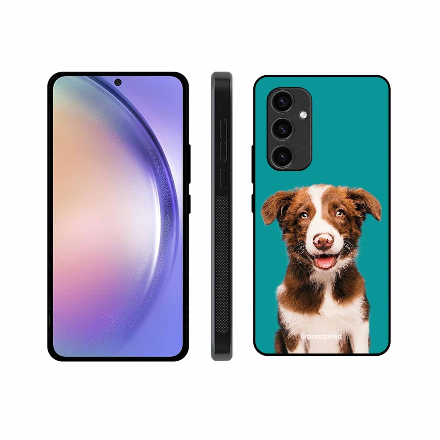 Smiling Dog Portrait Glass Case For Samsung S24 Plus