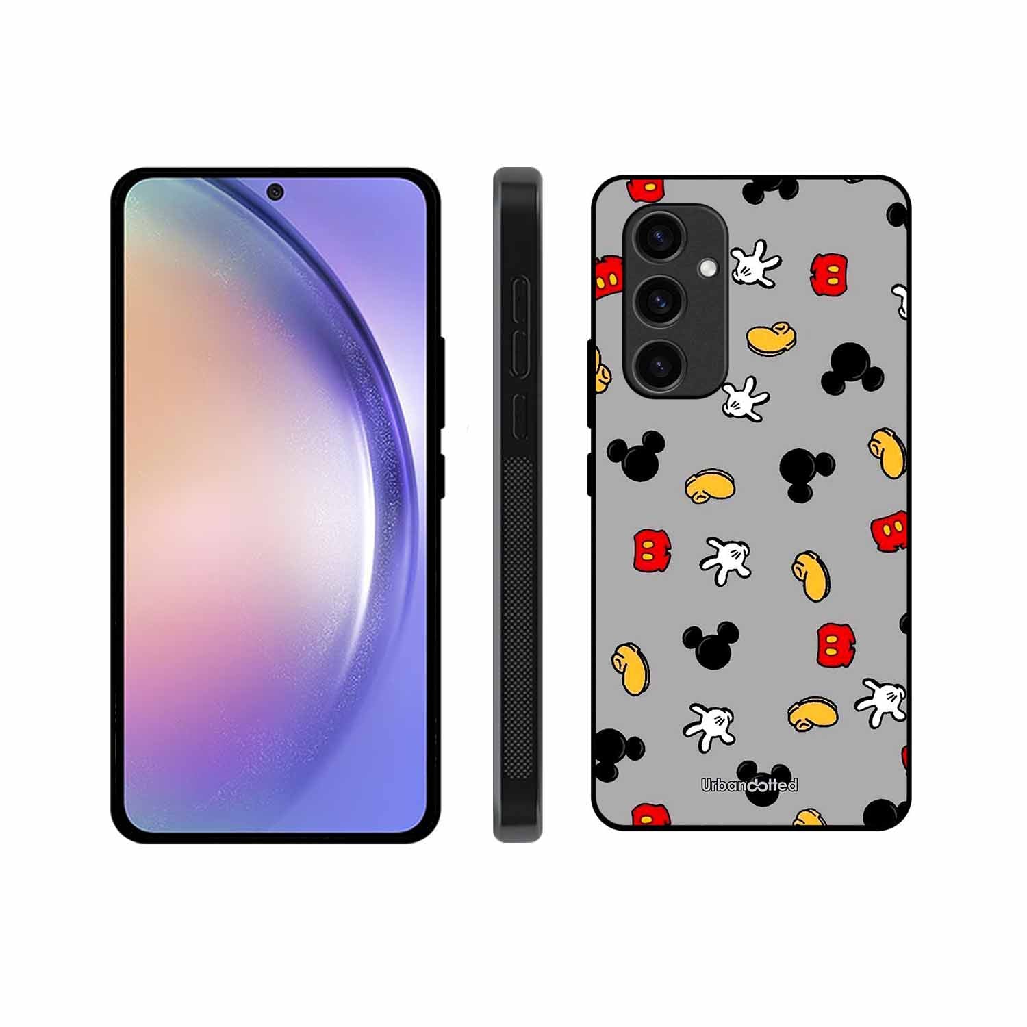 Whimsical Mouse Pattern Glass Case For Samsung S24 FE