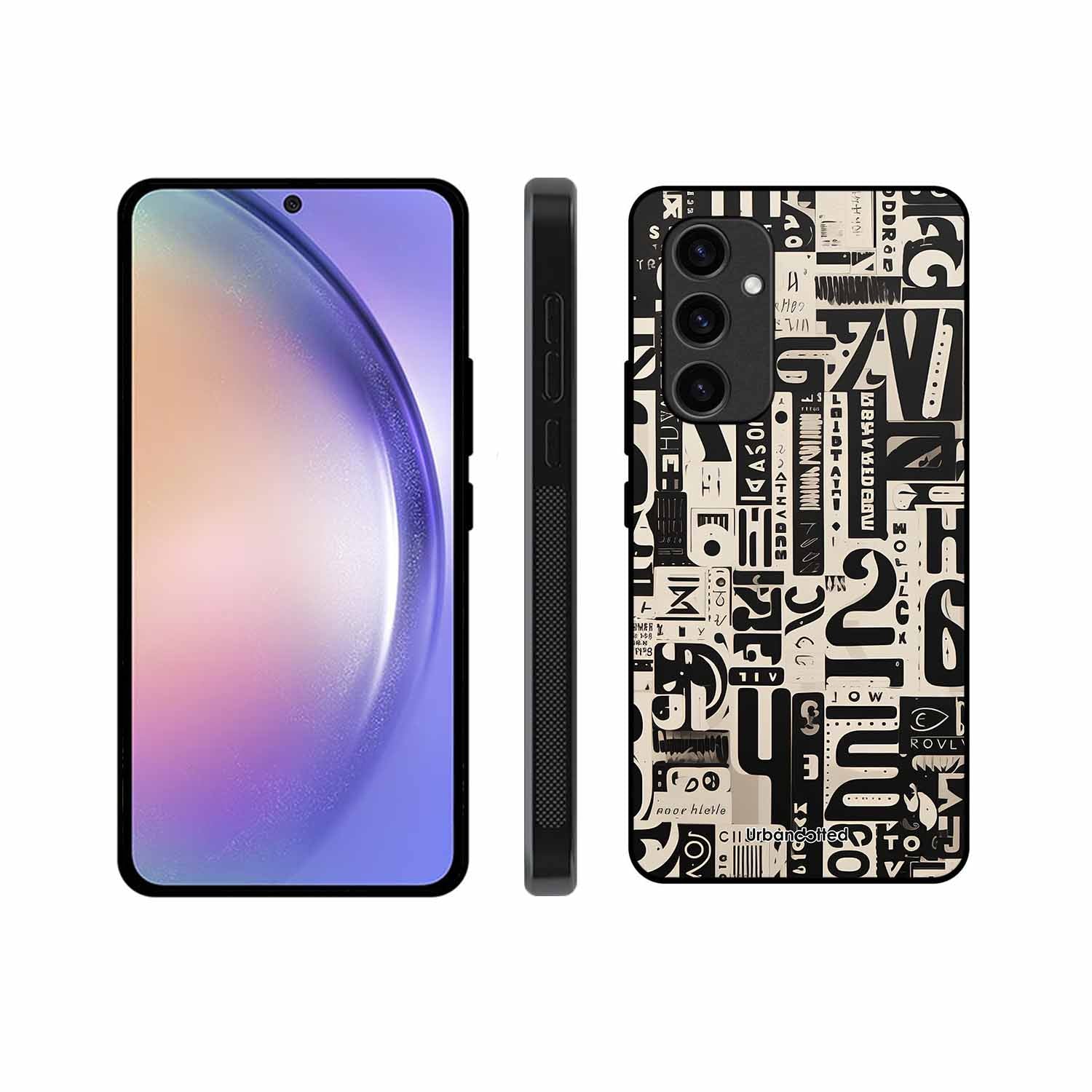 Abstract Typography Collage Glass Case For Samsung S24 FE
