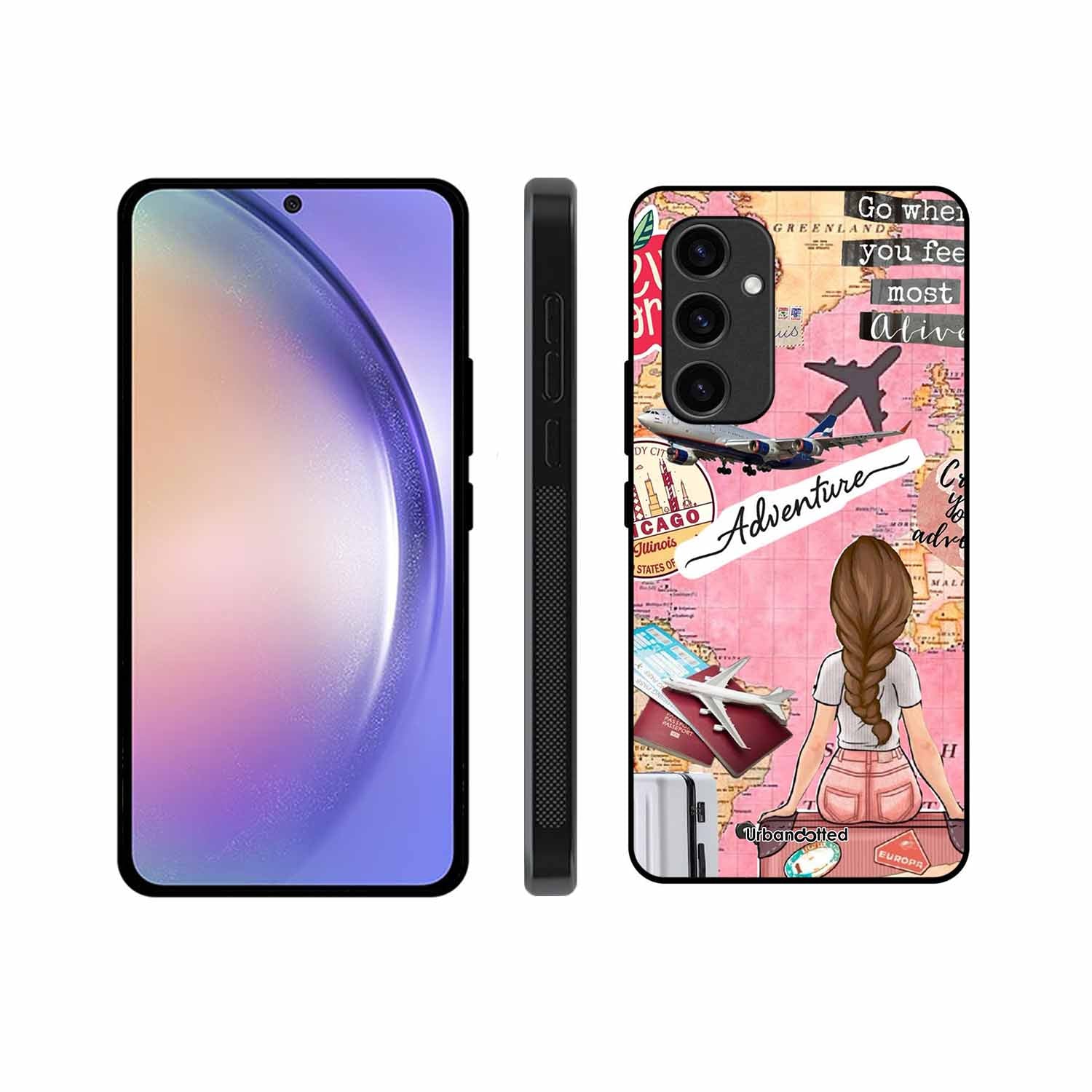 Travel Adventure Map Glass Case For Samsung S23 FE