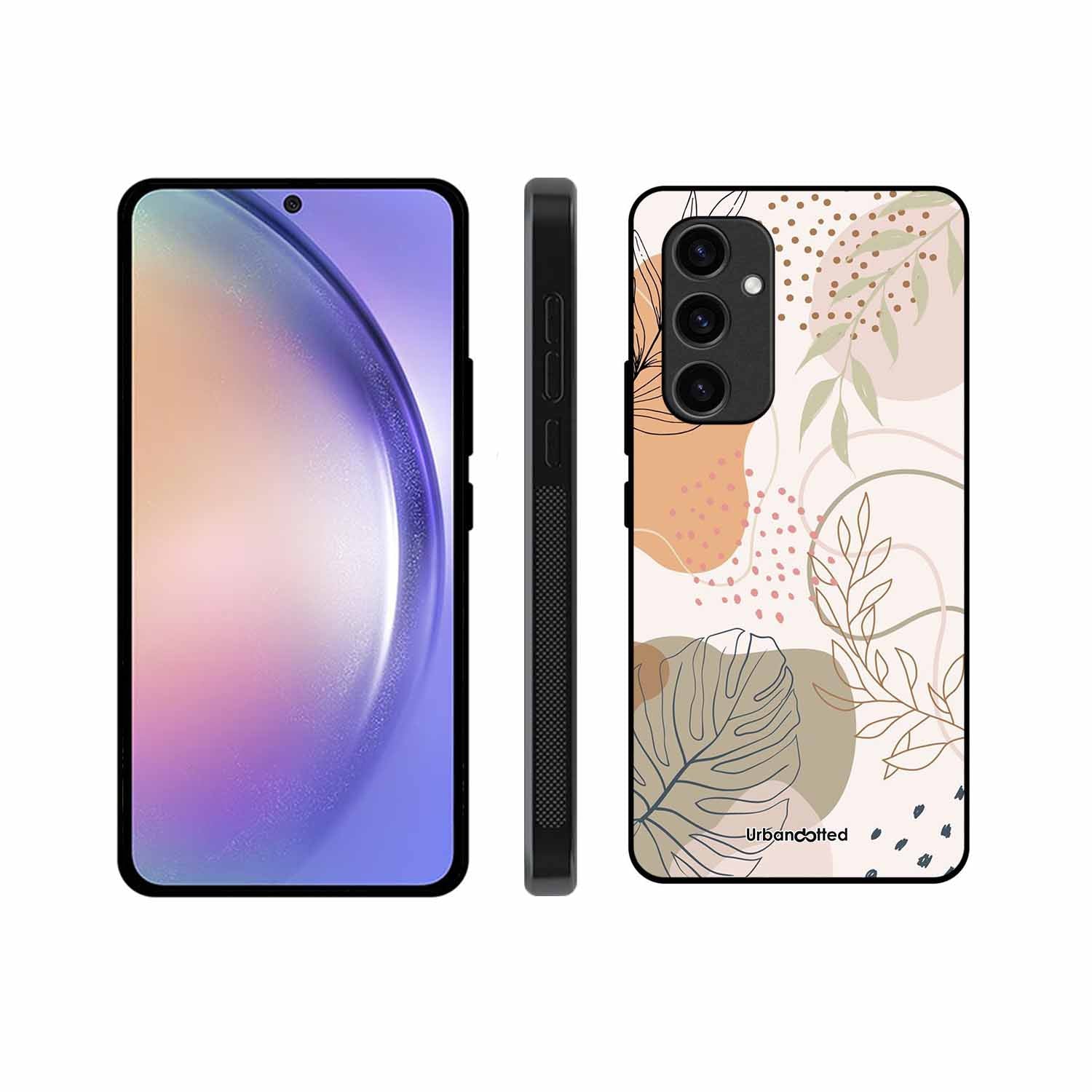 Minimalist Leaf Pattern Glass Case For Samsung S24 Plus