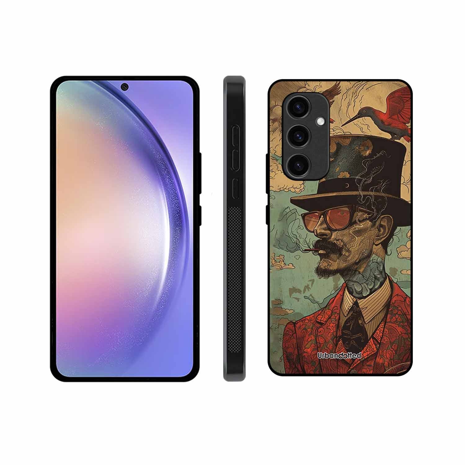 Steampunk Gentleman Smoker Glass Case For Samsung S24 FE