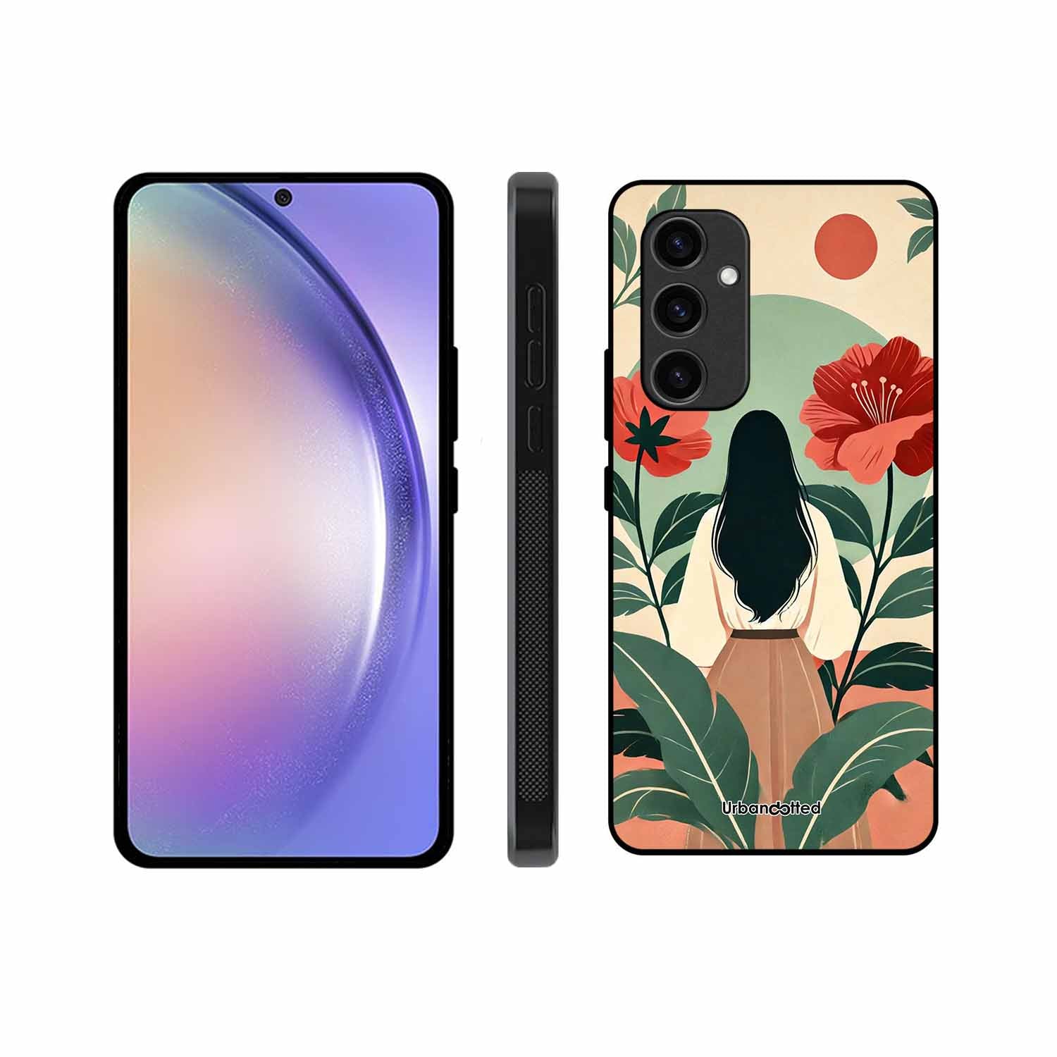 Woman in Floral Garden Glass Case For Samsung S23 FE