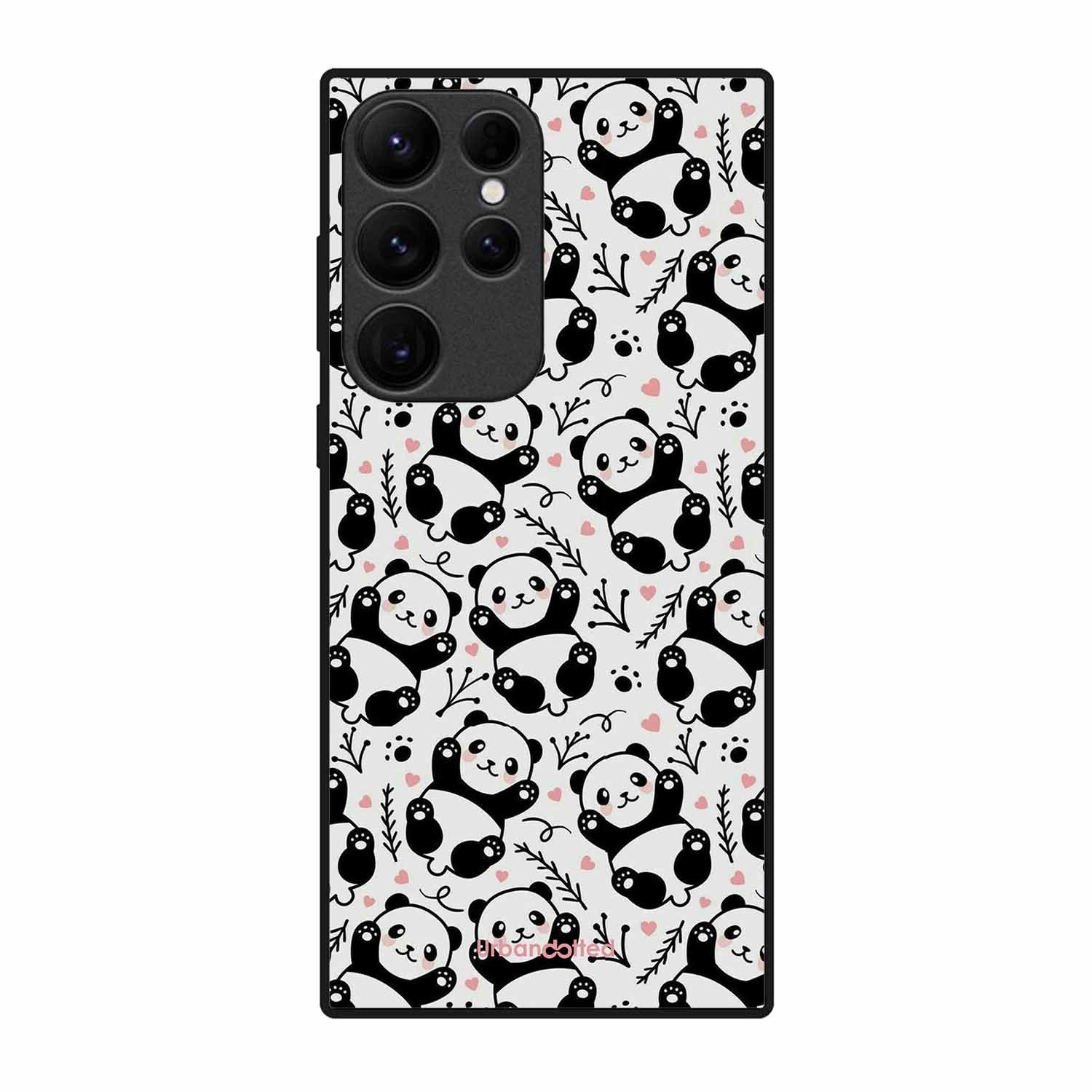 Cute Doodle Panda Glass Case For Samsung S23 Ultra 5G