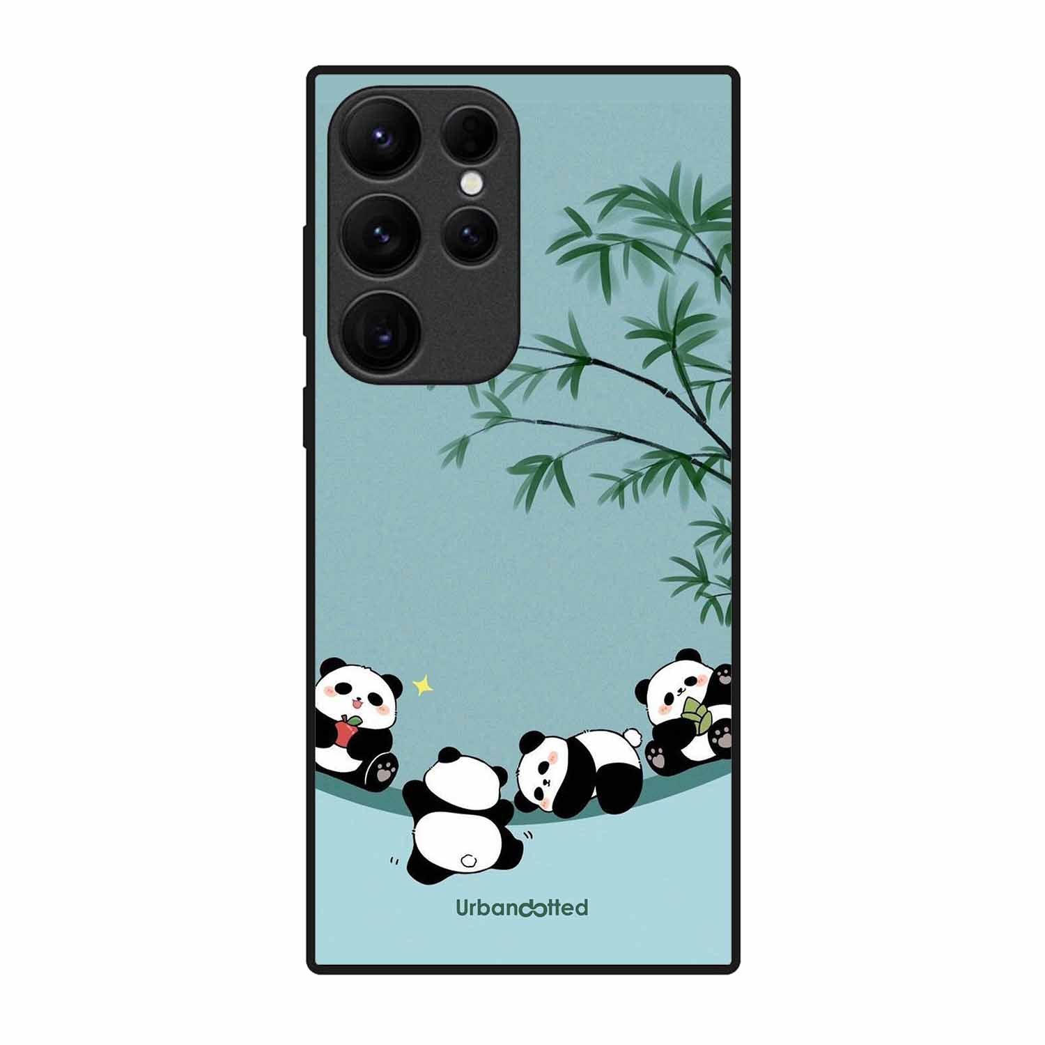 Cute Resting Pandas Glass Case For Samsung S24 Ultra