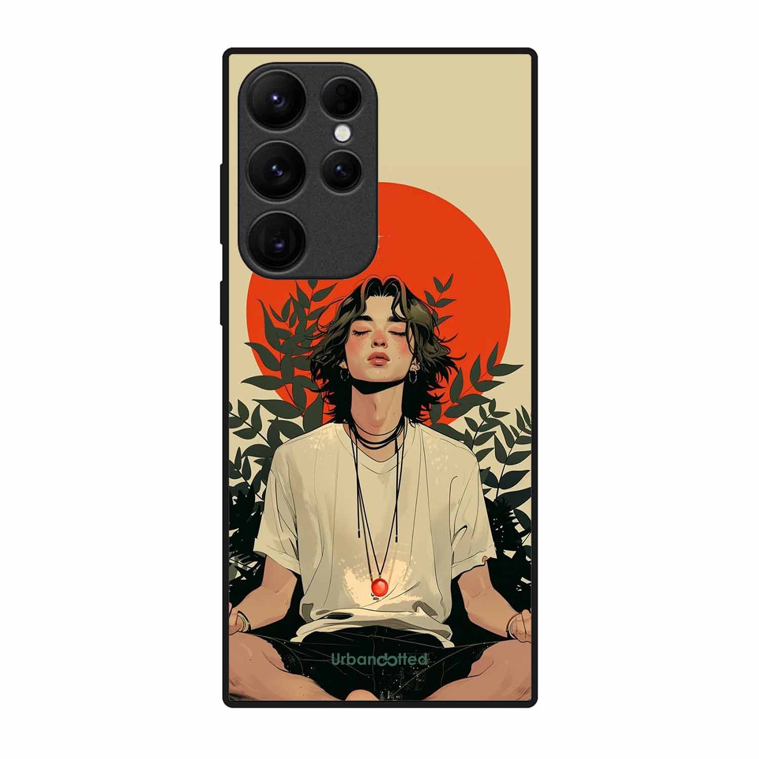 Meditating Figure Glass Case For Samsung S23 Ultra 5G