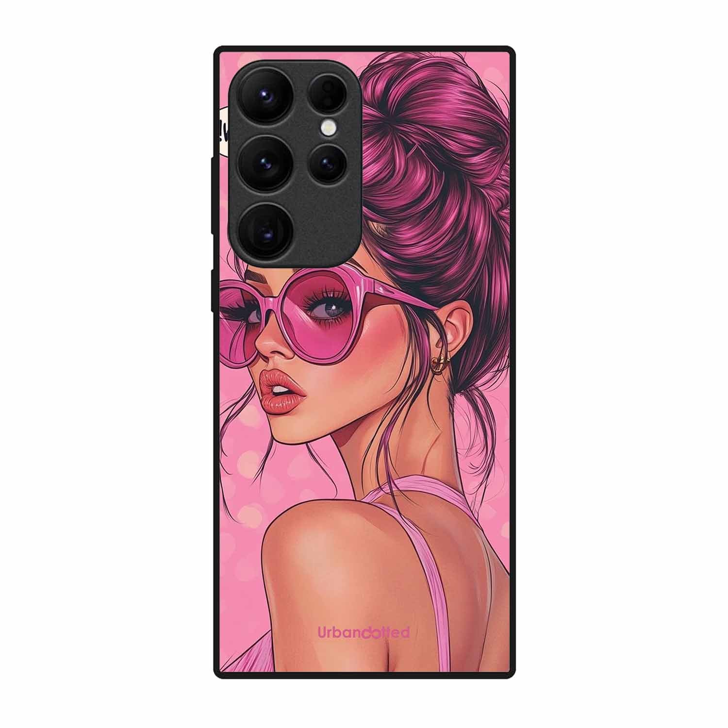 Retro Sunglasses Girl Glass Case For Samsung S23 Ultra 5G