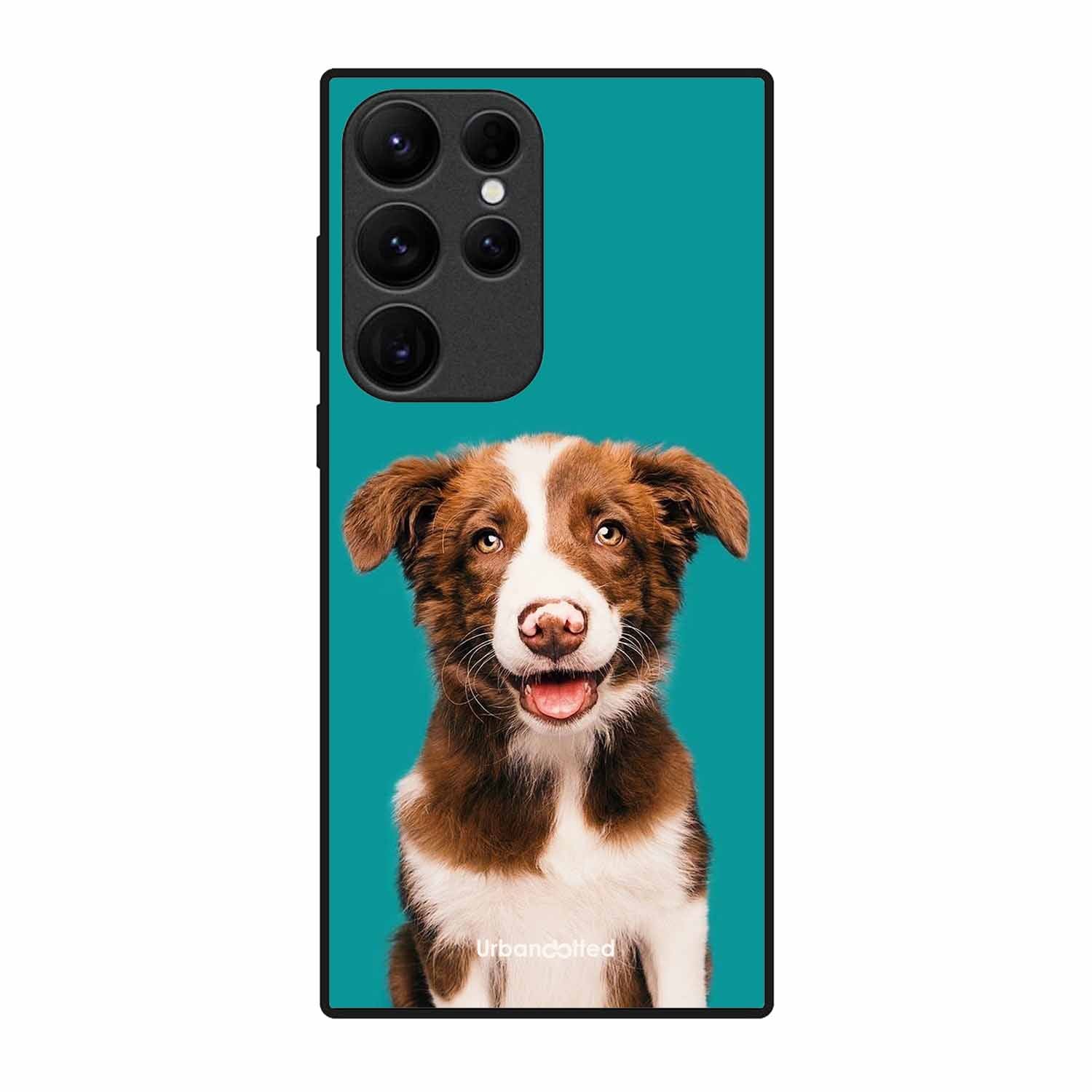 Smiling Dog Portrait Glass Case For Samsung S23 Ultra 5G