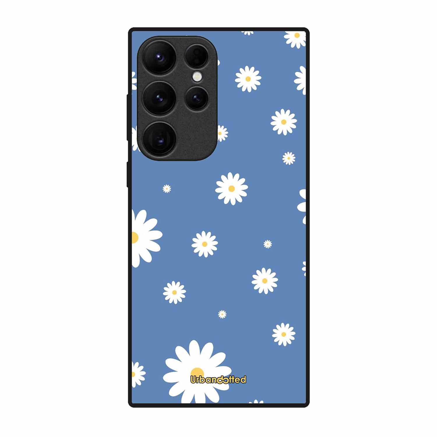 Blue Daisy Meadow Glass Case For Samsung S23 Ultra 5G