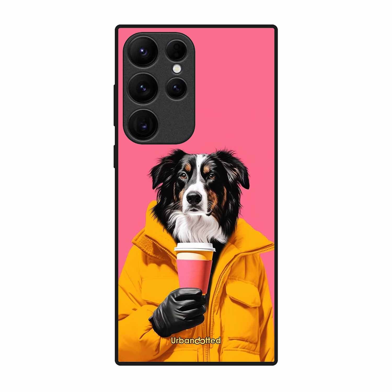 Trendy Dog with Drink Glass Case For Samsung S25 Ultra