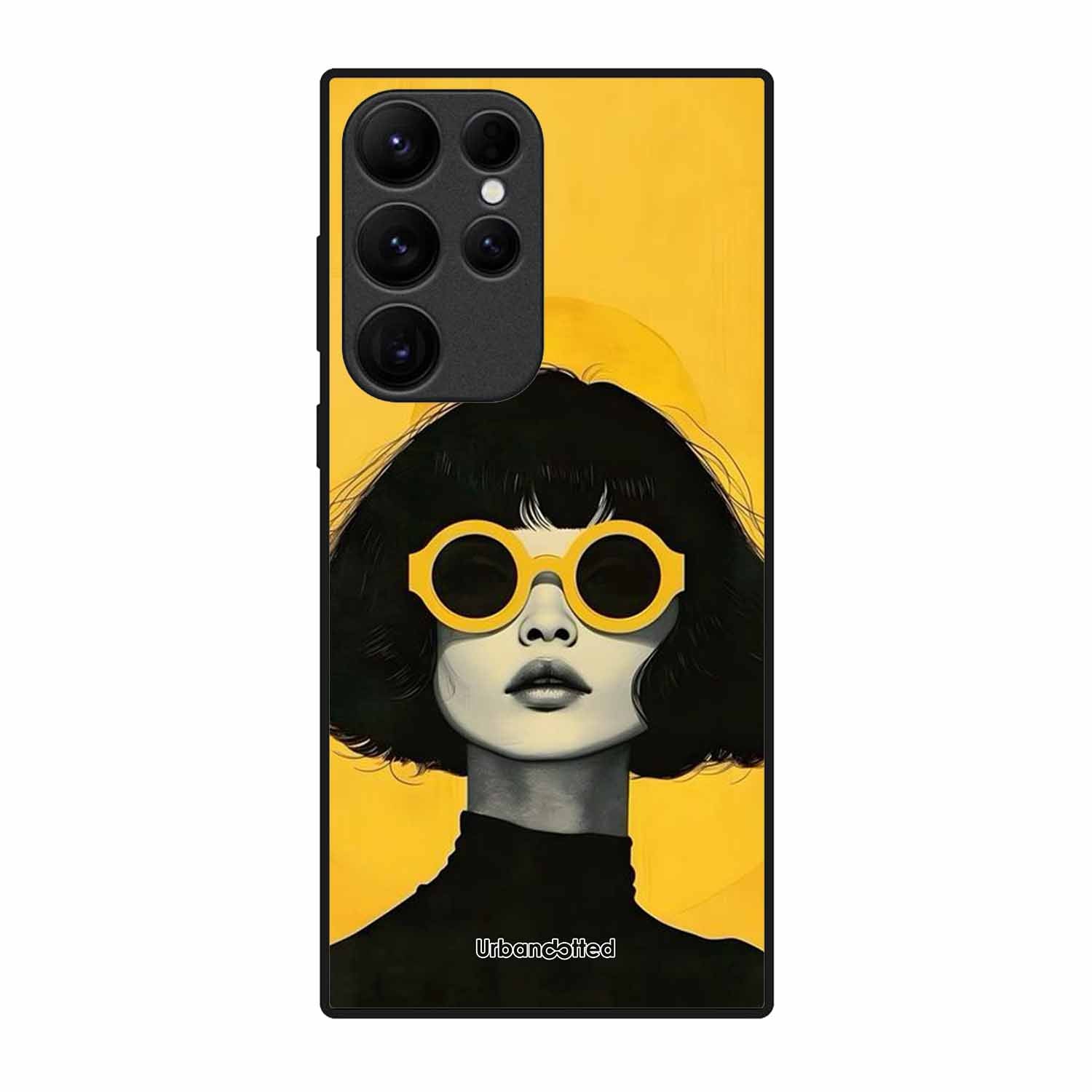 Retro Sunglasses Portrait Glass Case For Samsung S23 Ultra 5G