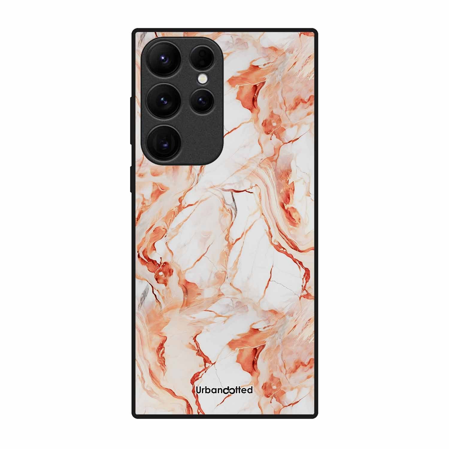 Elegant Rose Gold Veins Glass Case For Samsung S23 Ultra 5G