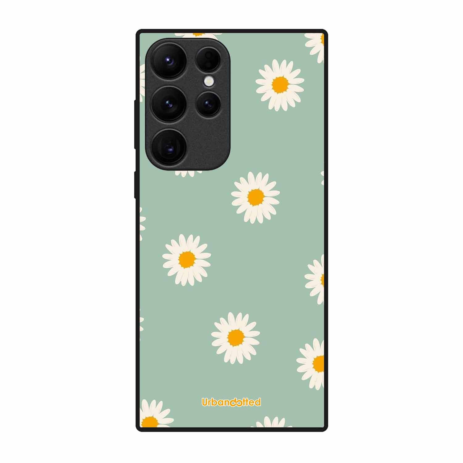Scattered White Daisies Glass Case For Samsung S23 Ultra 5G