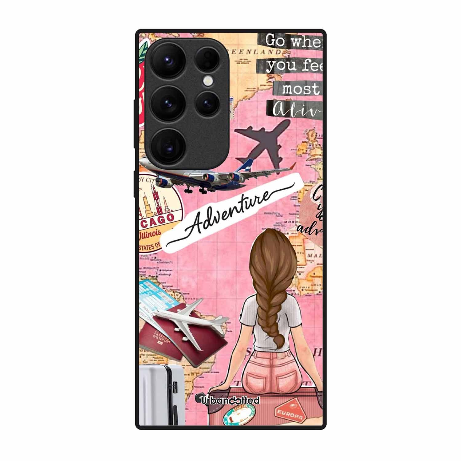 Travel Adventure Map Glass Case For Samsung S25 Ultra